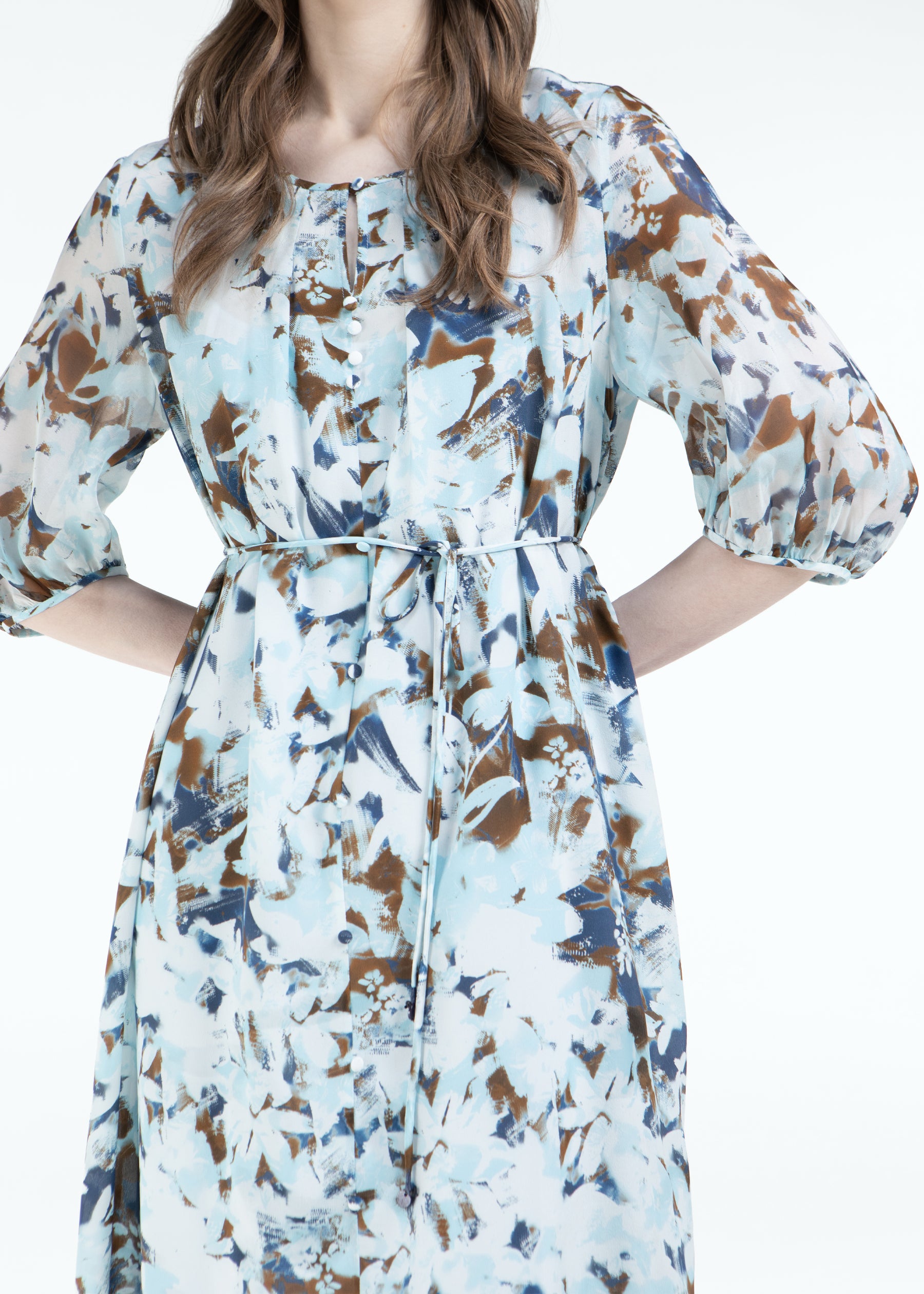 Eolia Silk Dress with Tie Belt