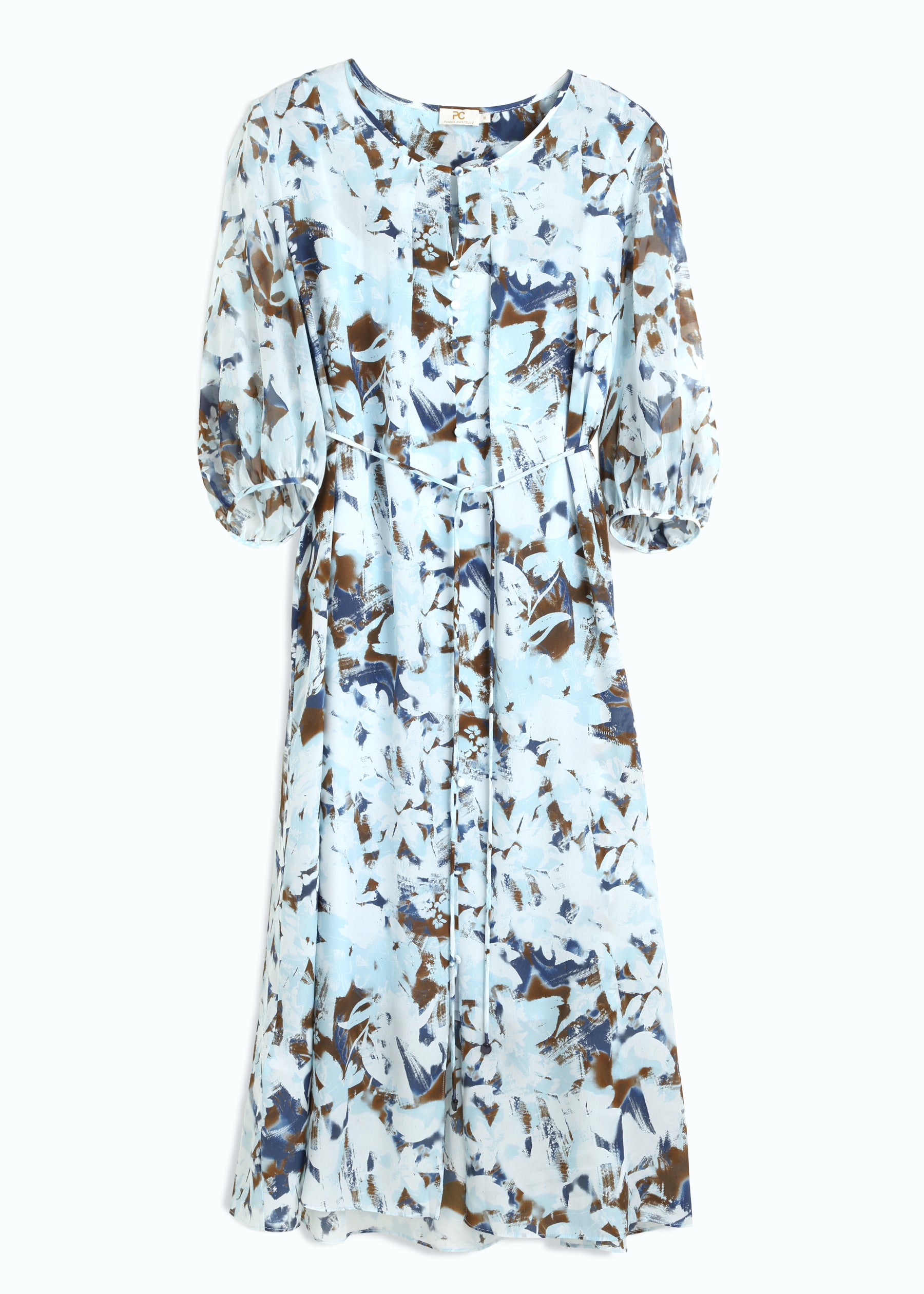Eolia Silk Dress with Tie Belt