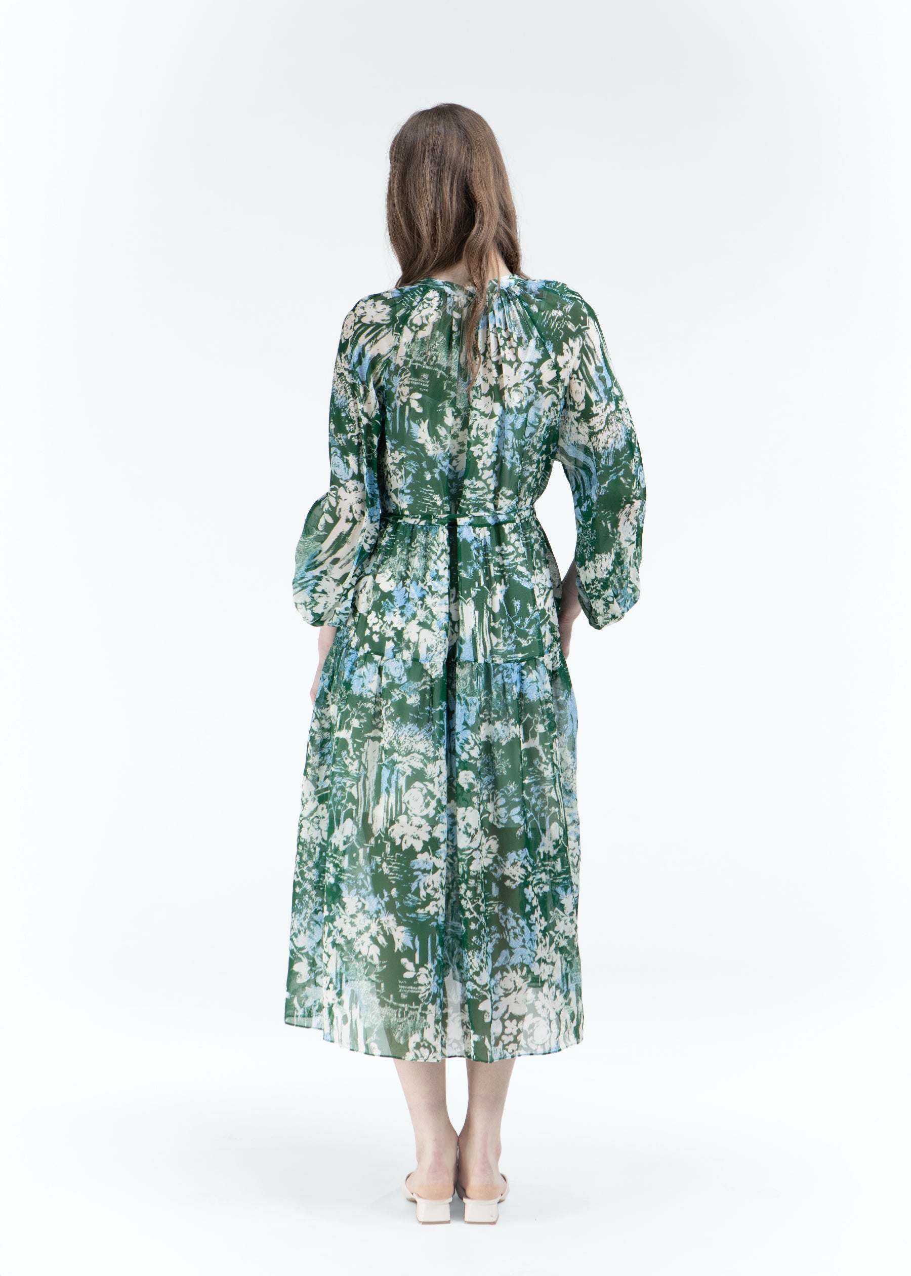 Tarsia Silk Dress