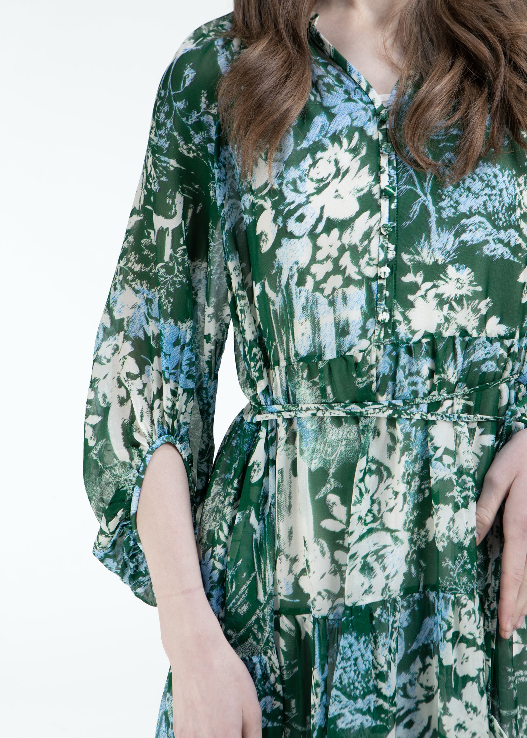 Tarsia Silk Dress