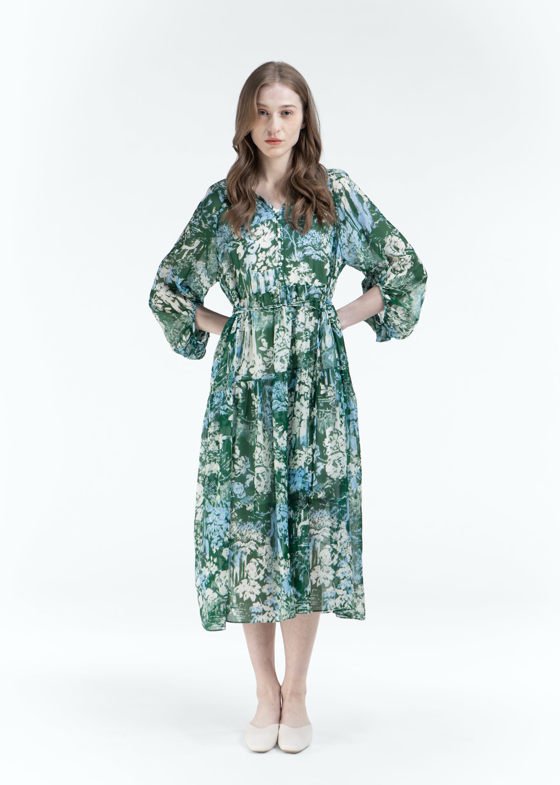 Tarsia Silk Dress