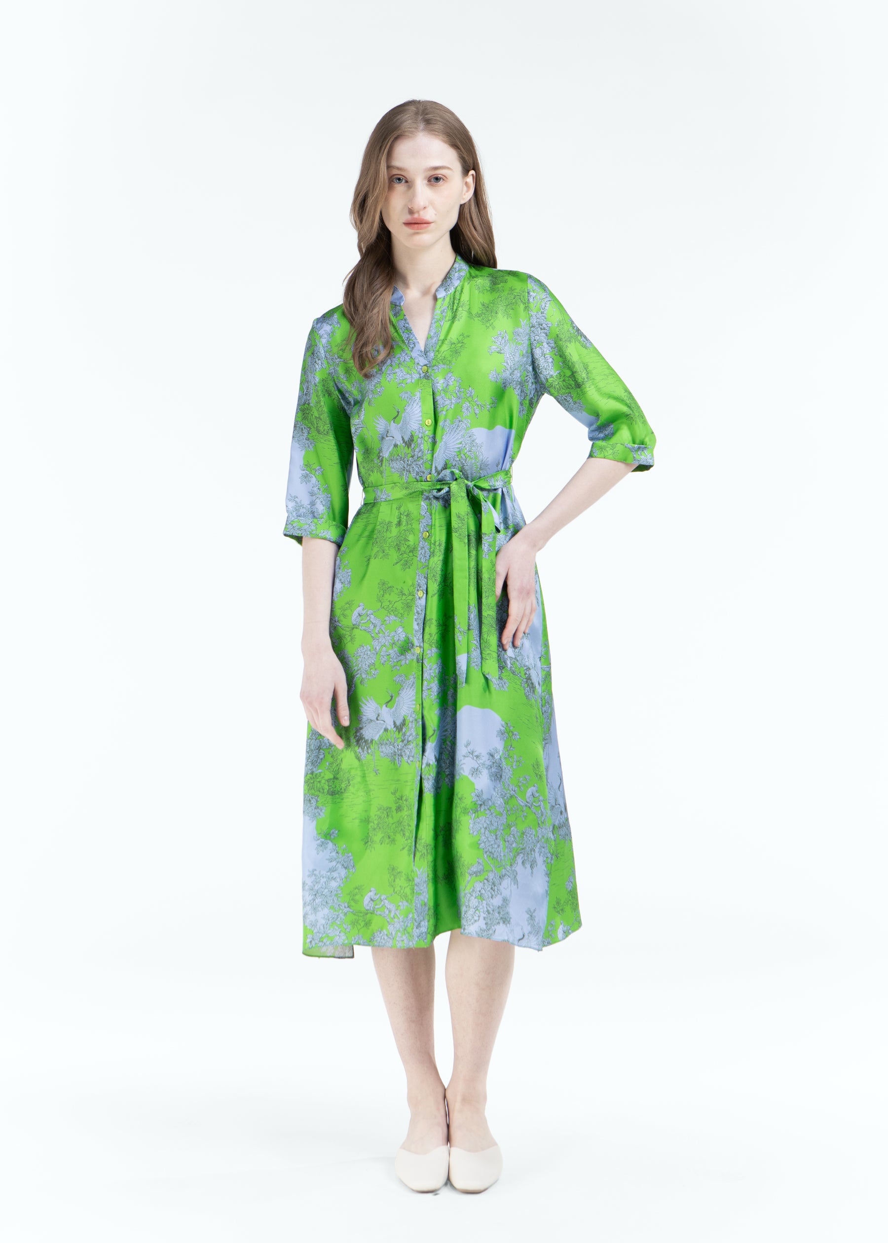 Toile De Jouy Silk Dress