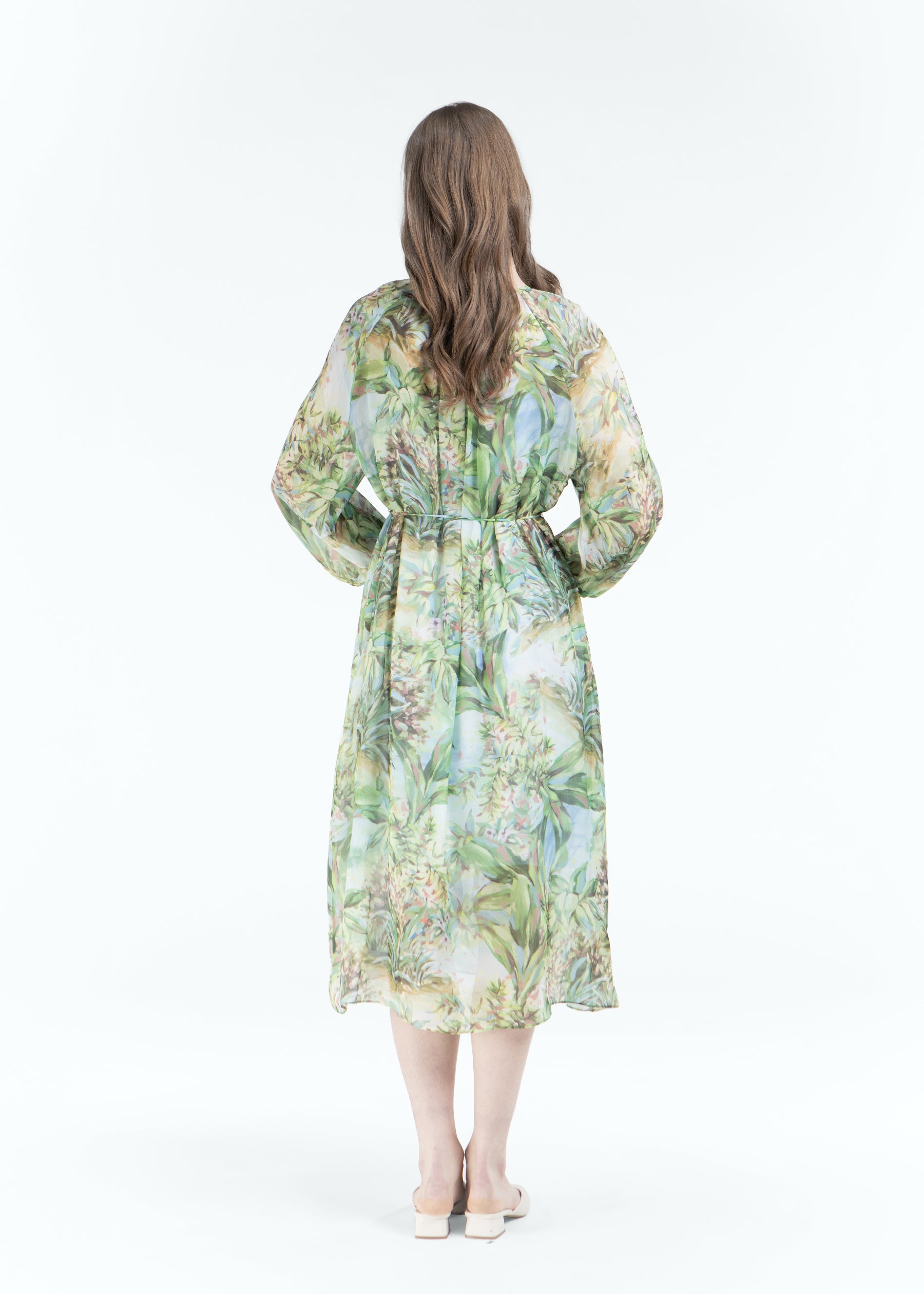 Miraluna Silk Dress with Tie Belt