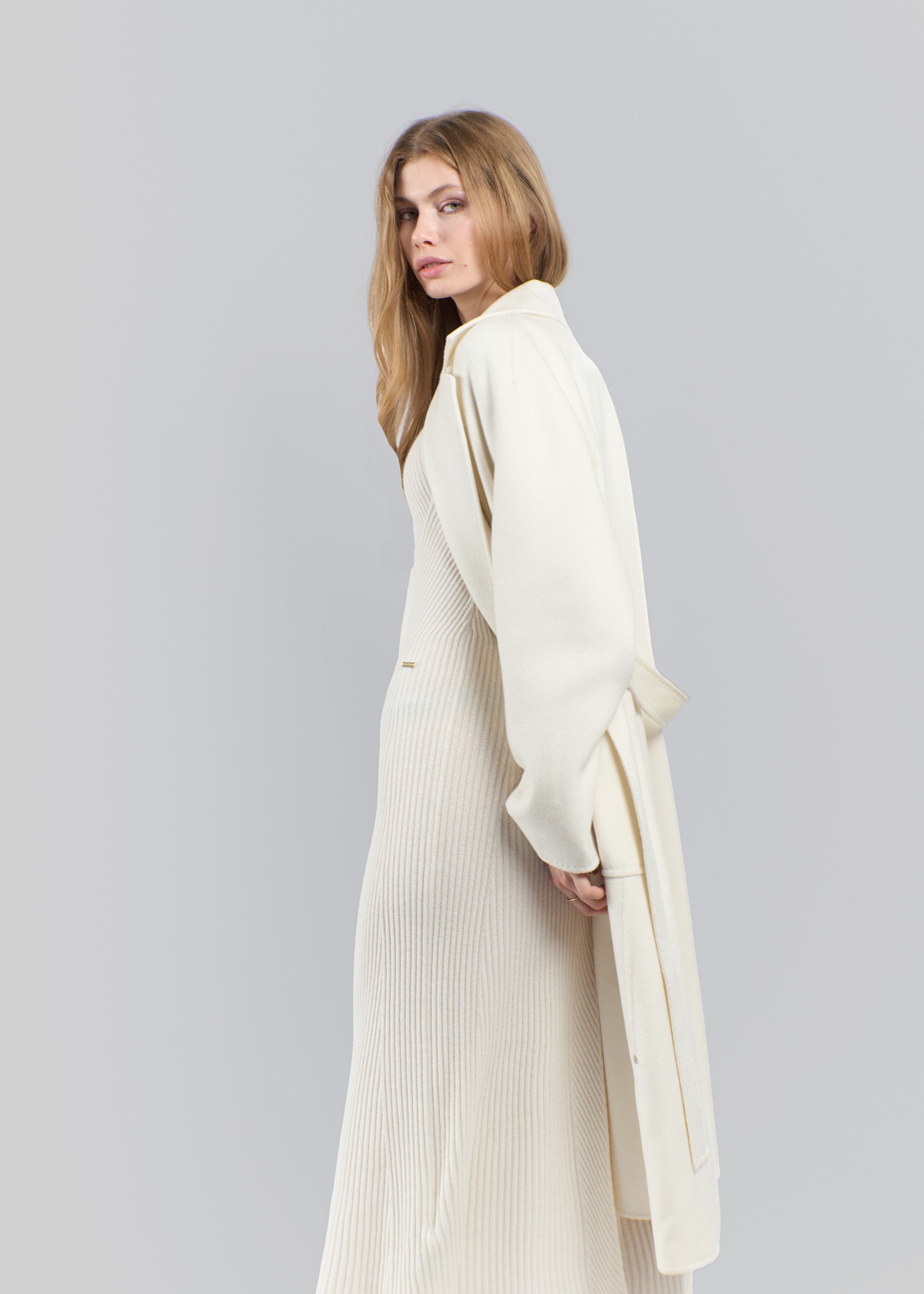 Sabbia Baby Cashmere Long Coat with Belt