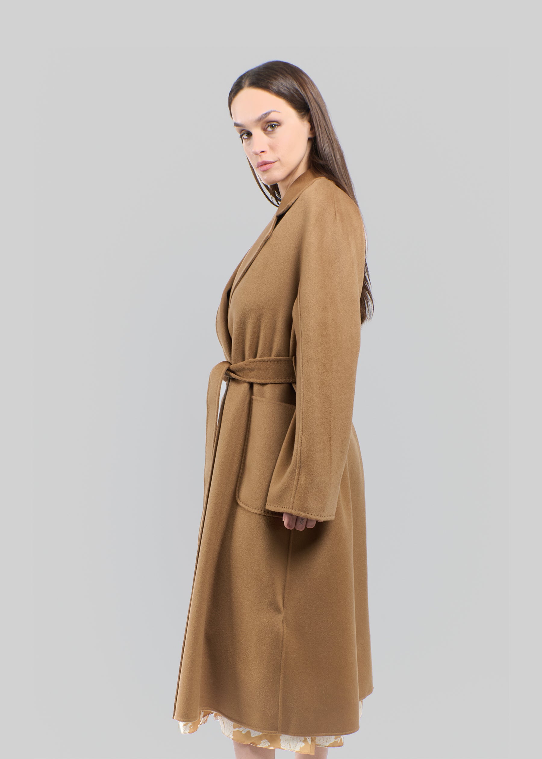 Sabbia Baby Cashmere Long Coat with Belt