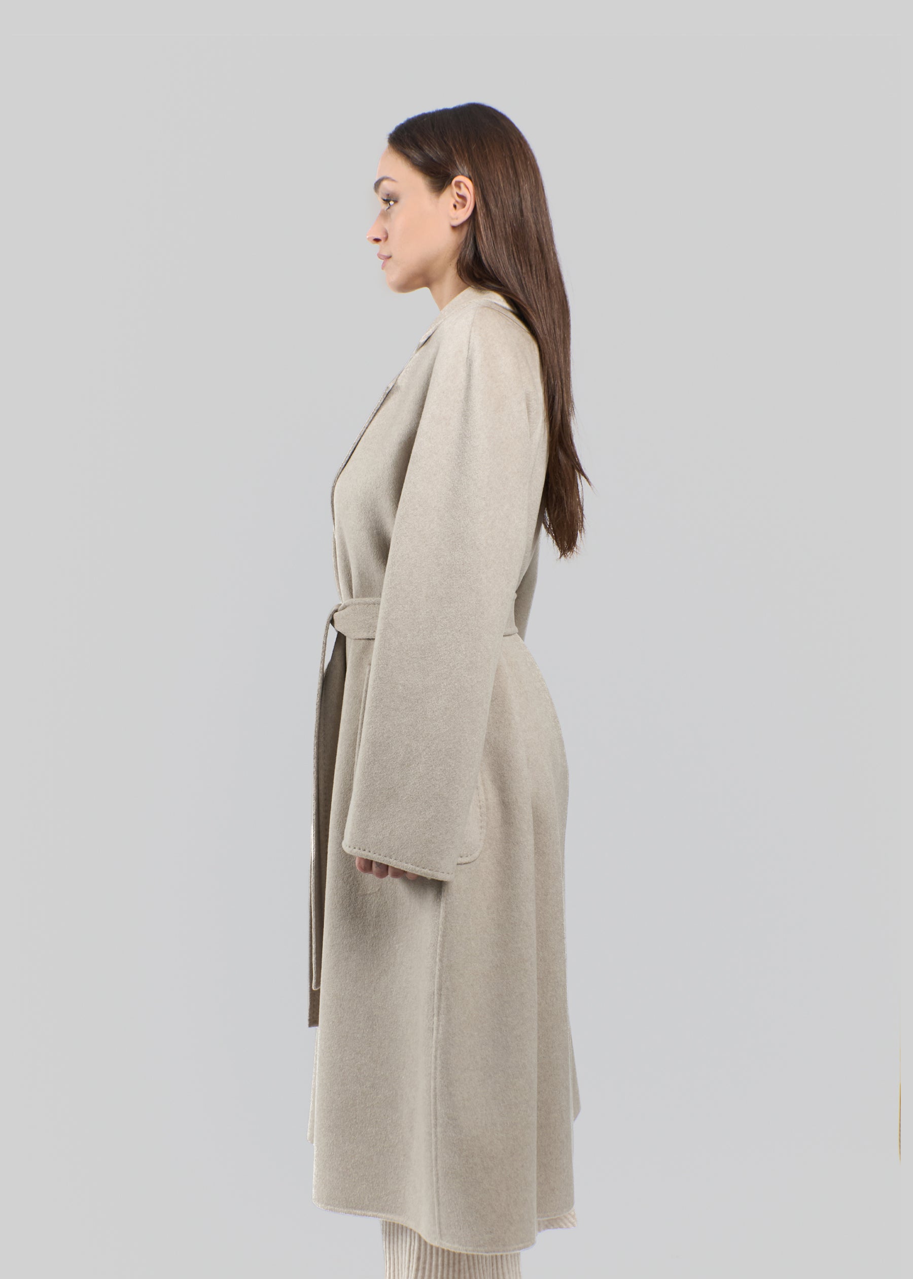 Sabbia Baby Cashmere Long Coat with Belt