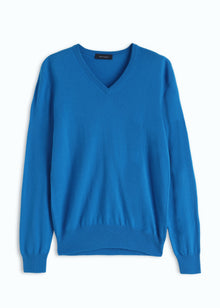 Blue cashmere sweater on a white background