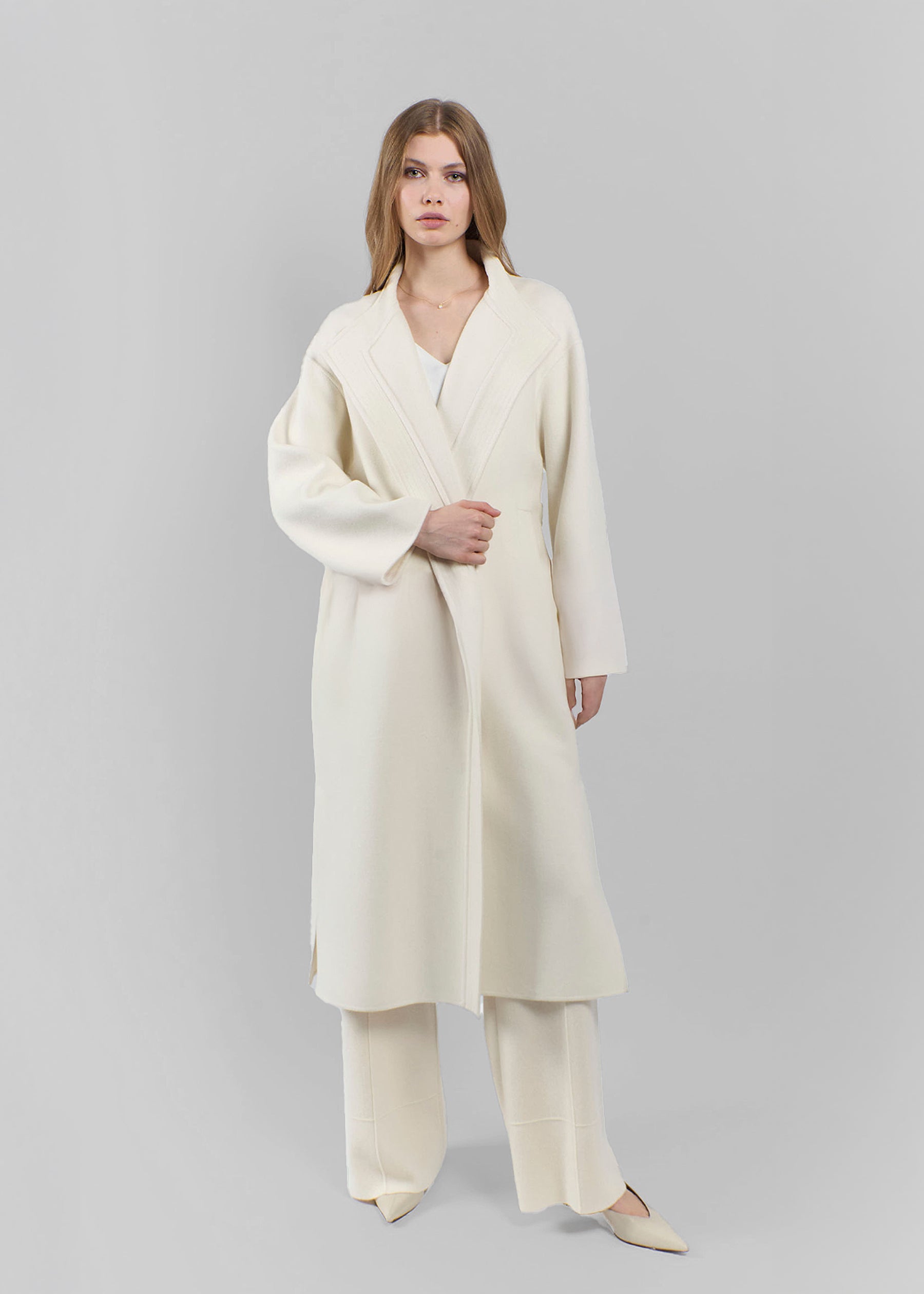 Avorio Baby Cashmere Coat With Tie Belt