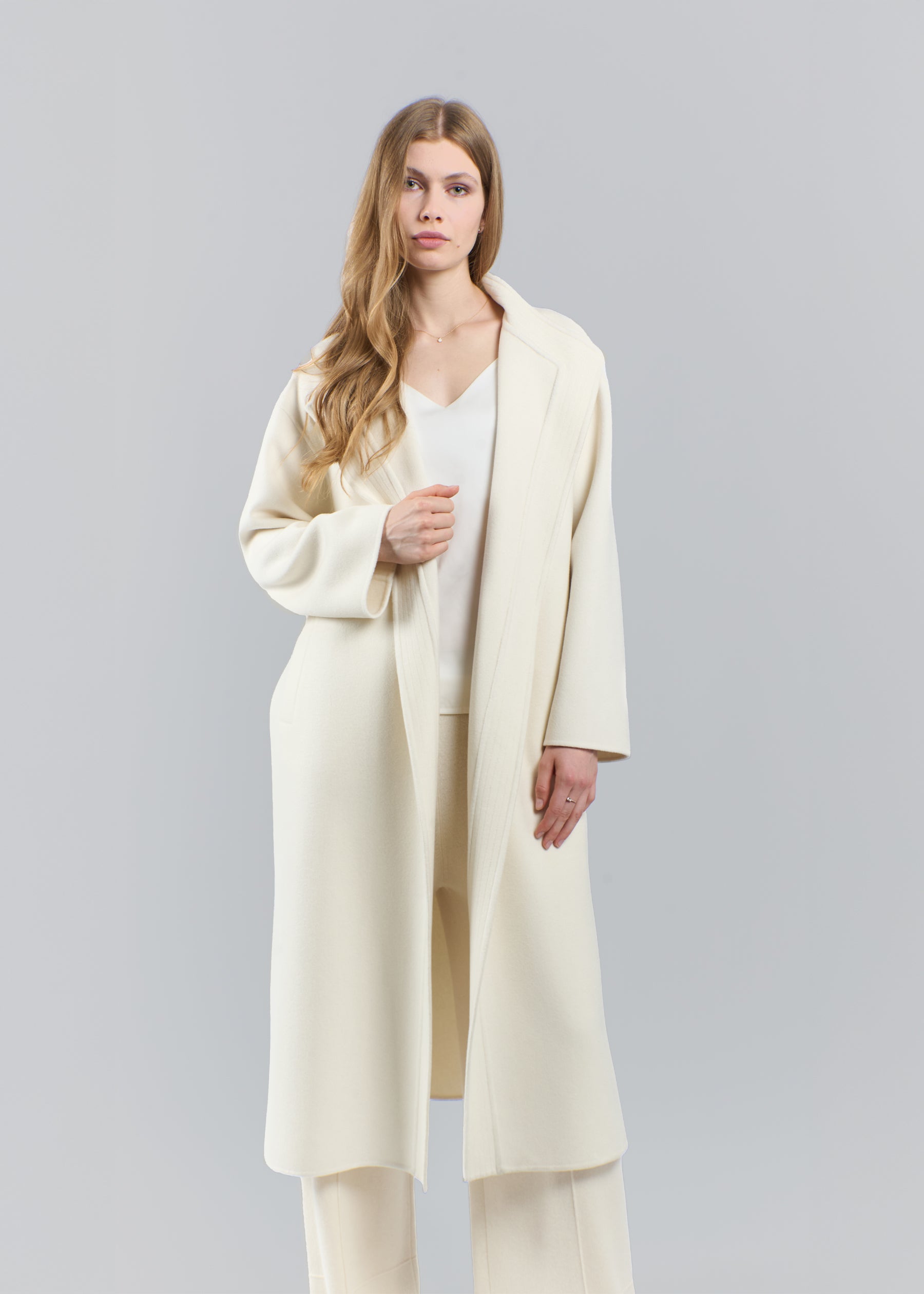 Avorio Baby Cashmere Coat With Tie Belt