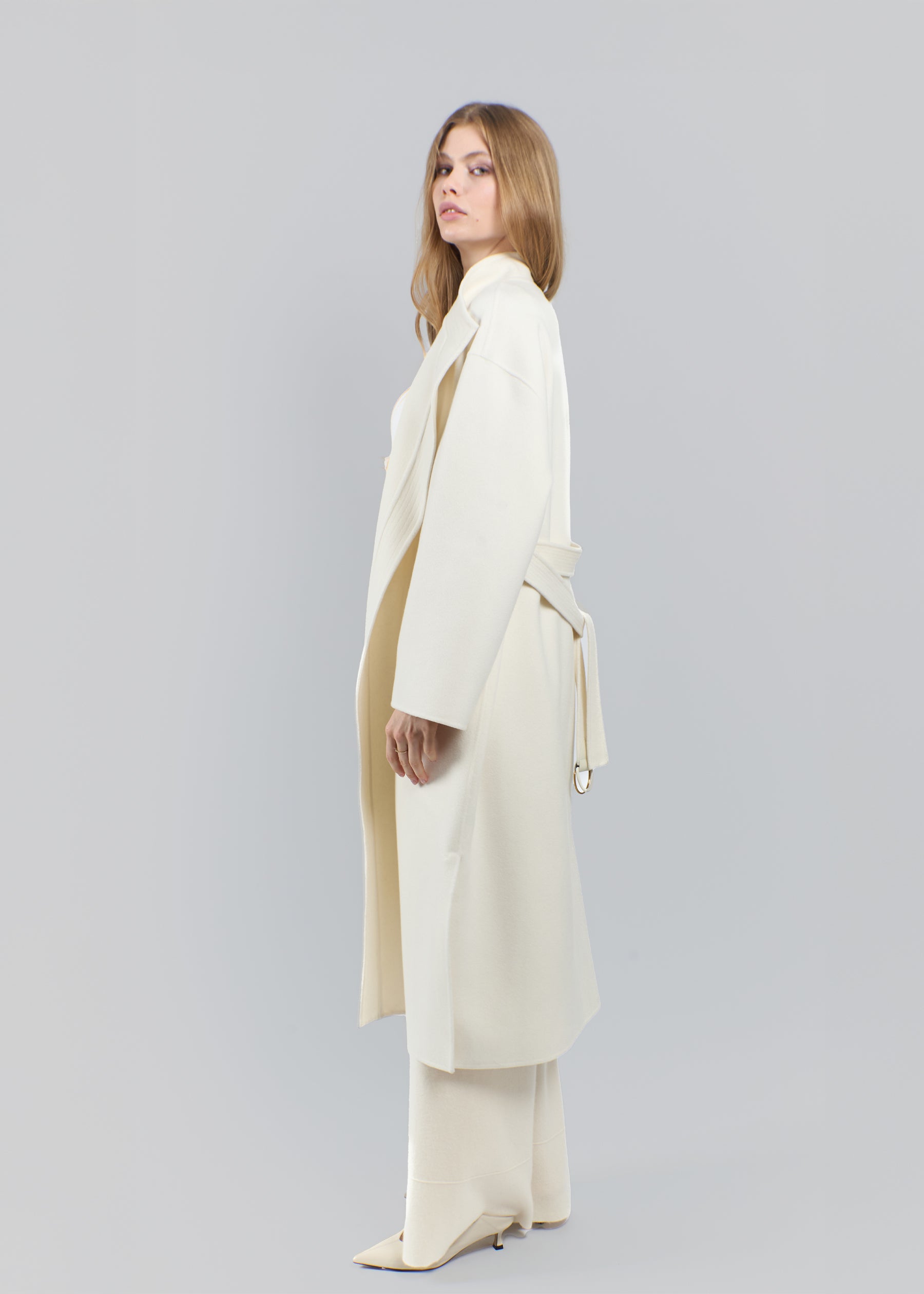 Avorio Baby Cashmere Coat With Tie Belt