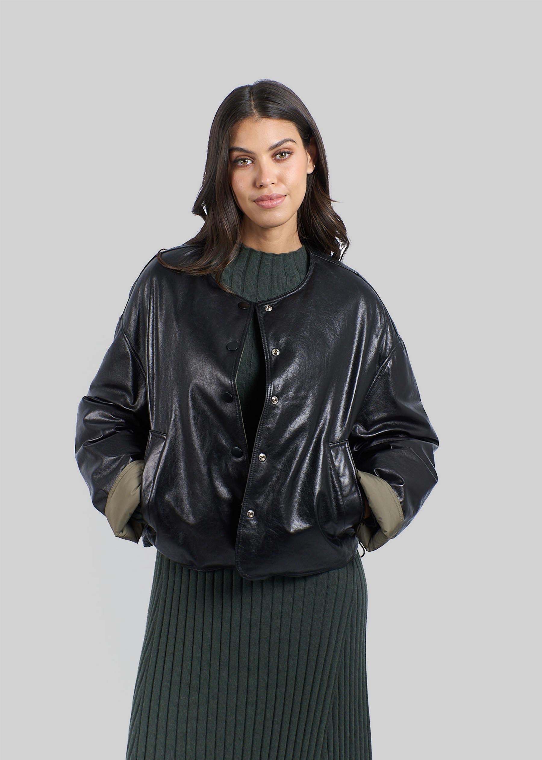 Cambia Reversible Leather Bomber Jacket