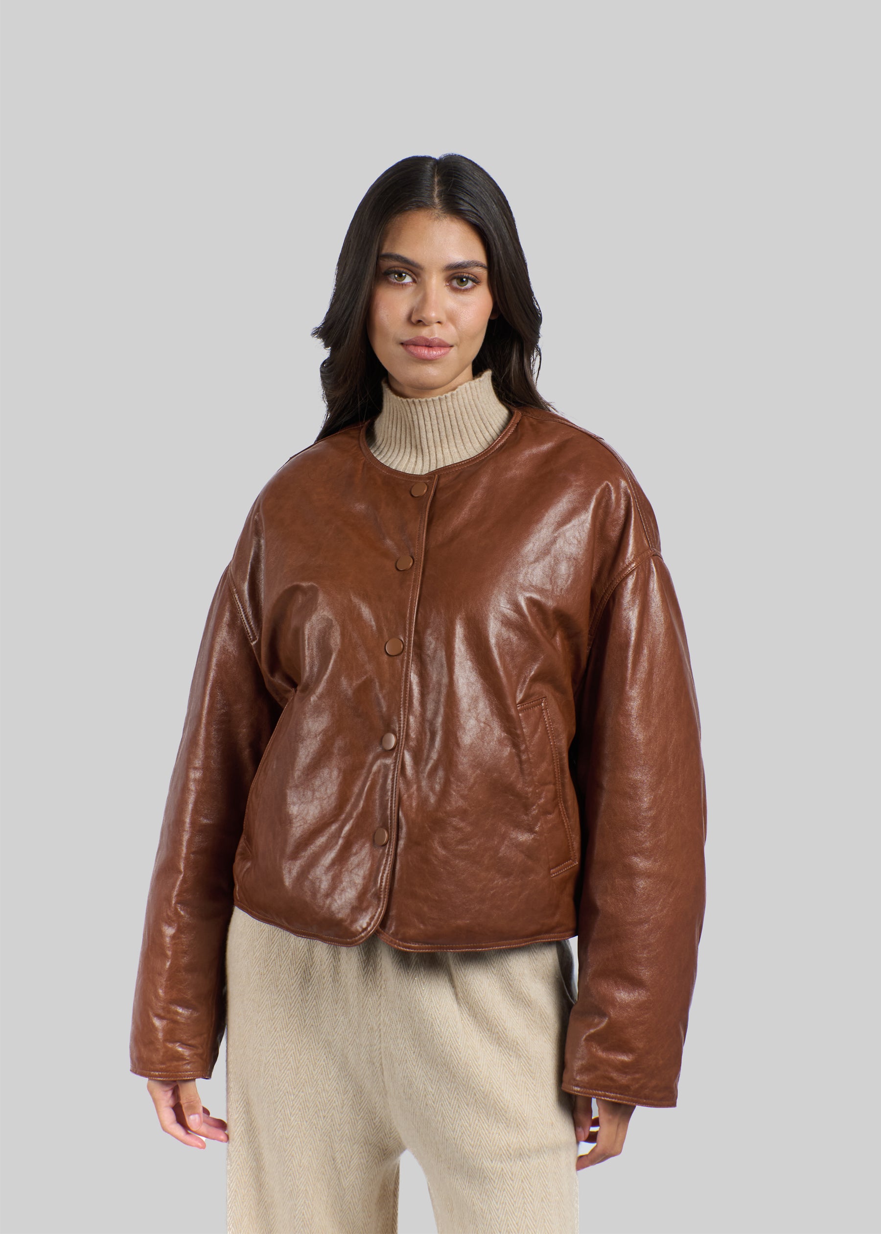 Cambia Reversible Leather Bomber Jacket