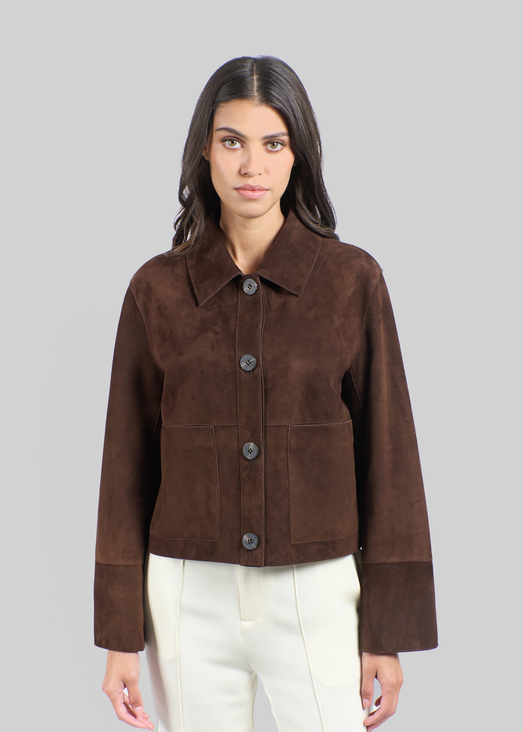 Alba Suede Leather Boxy Jacket