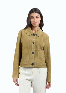 Alba Suede Leather Boxy Jacket