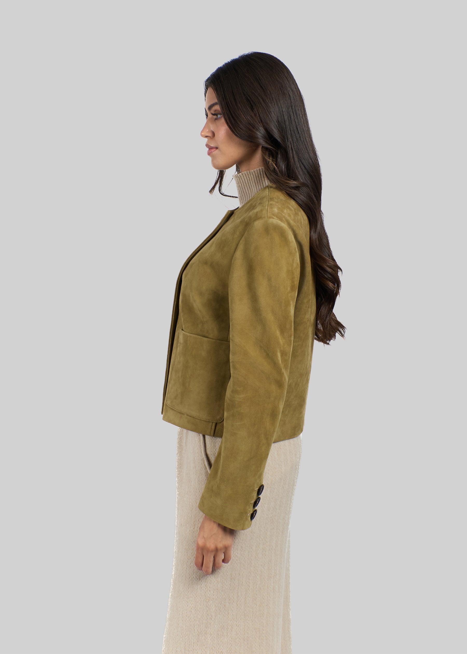 Sontuoso Suede Leather Boxy Jacket