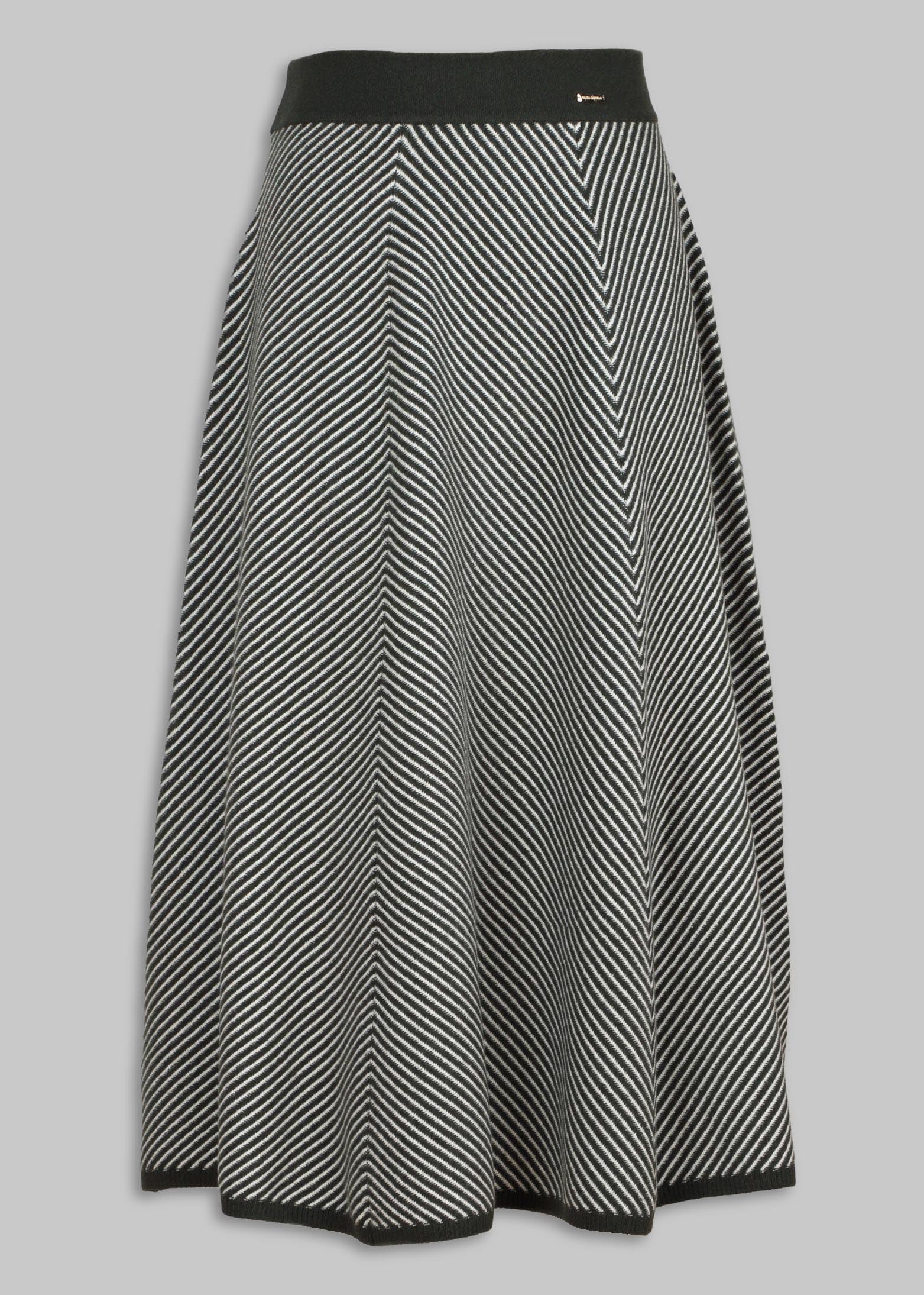 Chevron Midi Cashmere Skirt