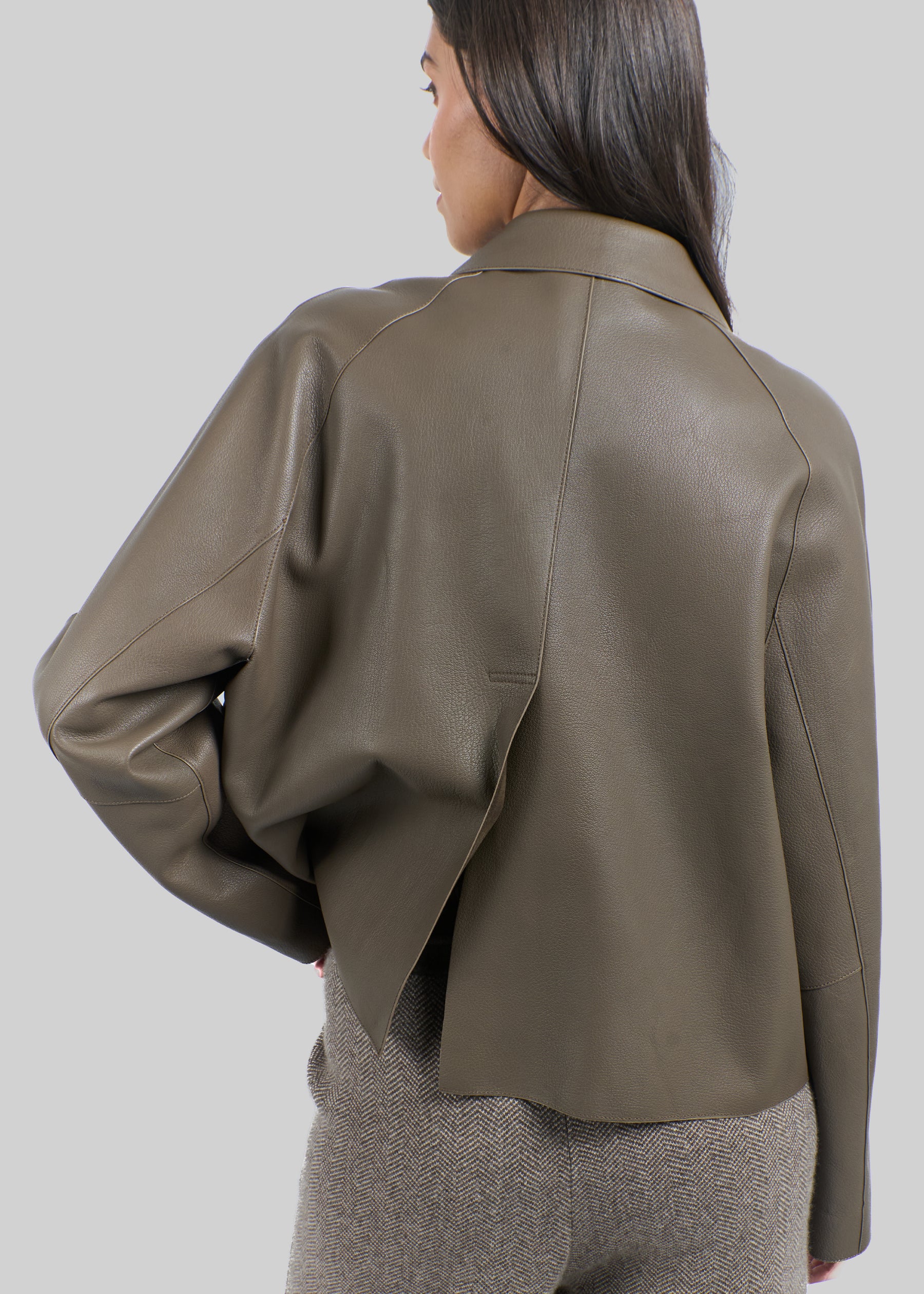 Angolo Leather Jacket With Collar Tab