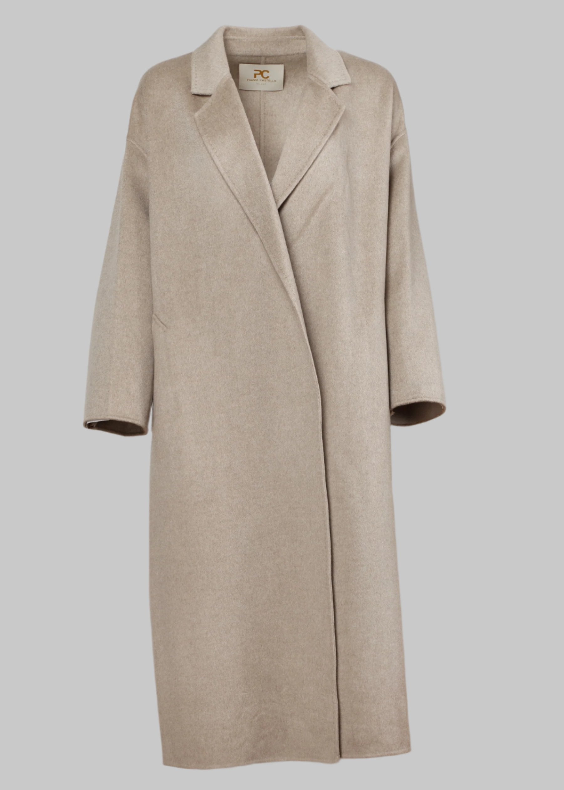 Cappotto lungo in baby cashmere con revers