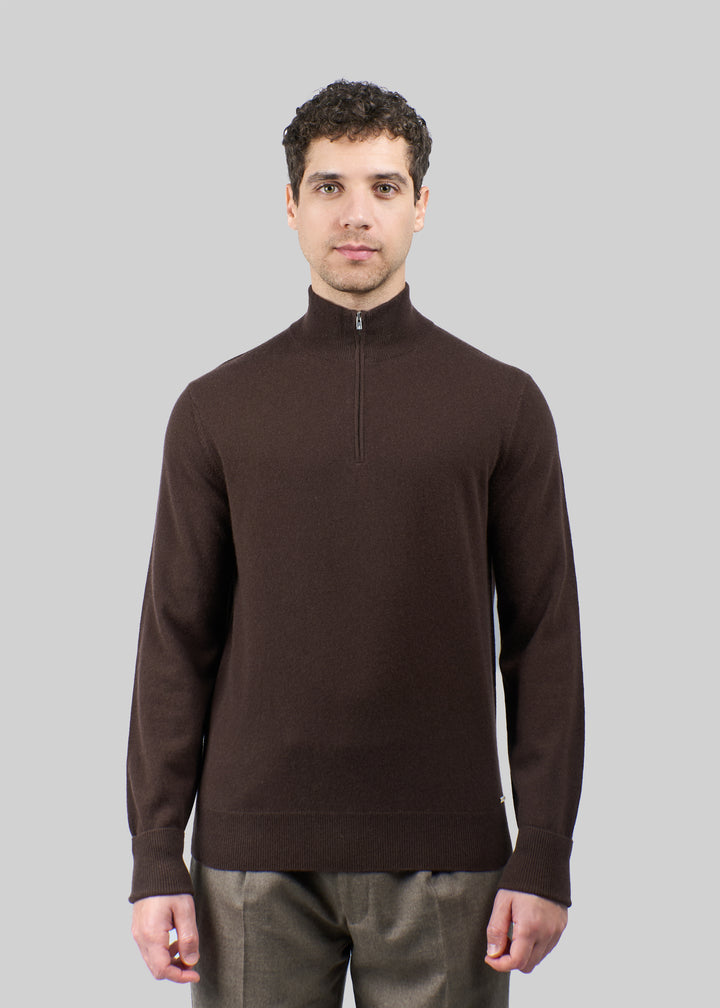 Maglione da uomo in cashmere con mezza cerniera