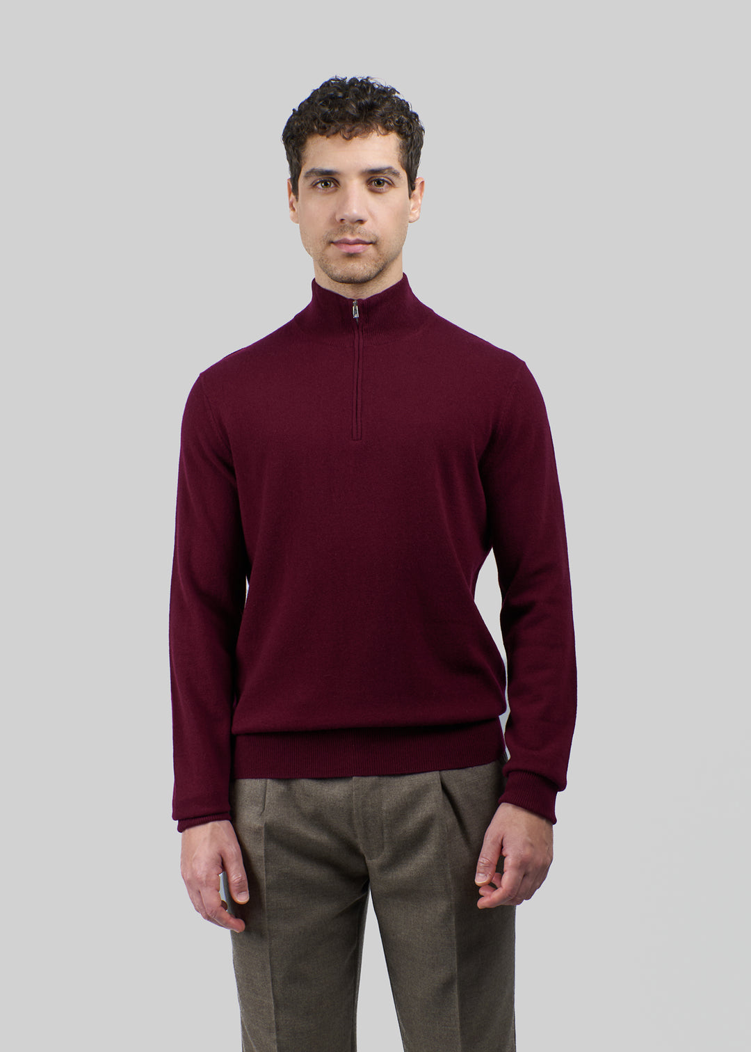 Maglione da uomo in cashmere con mezza cerniera