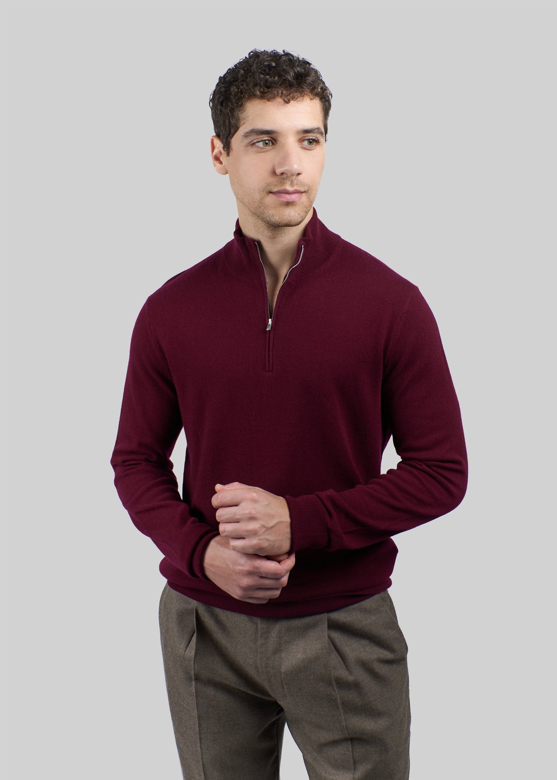 Maglione da uomo in cashmere con mezza cerniera