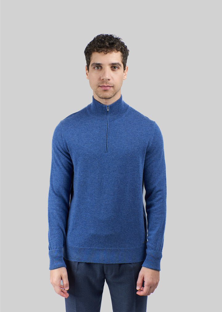 Maglione da uomo in cashmere con mezza cerniera