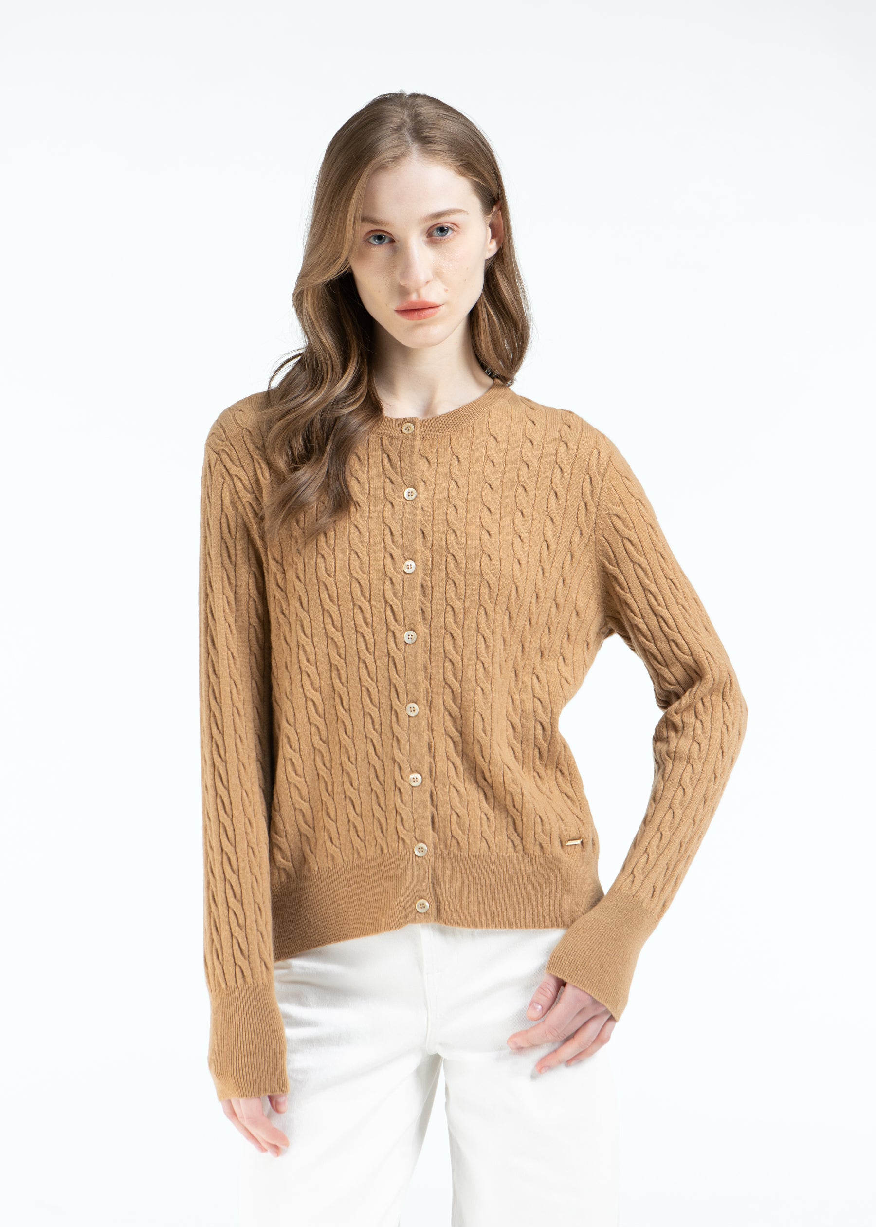 Rondine Classic Cable Knit Cashmere Cardigan