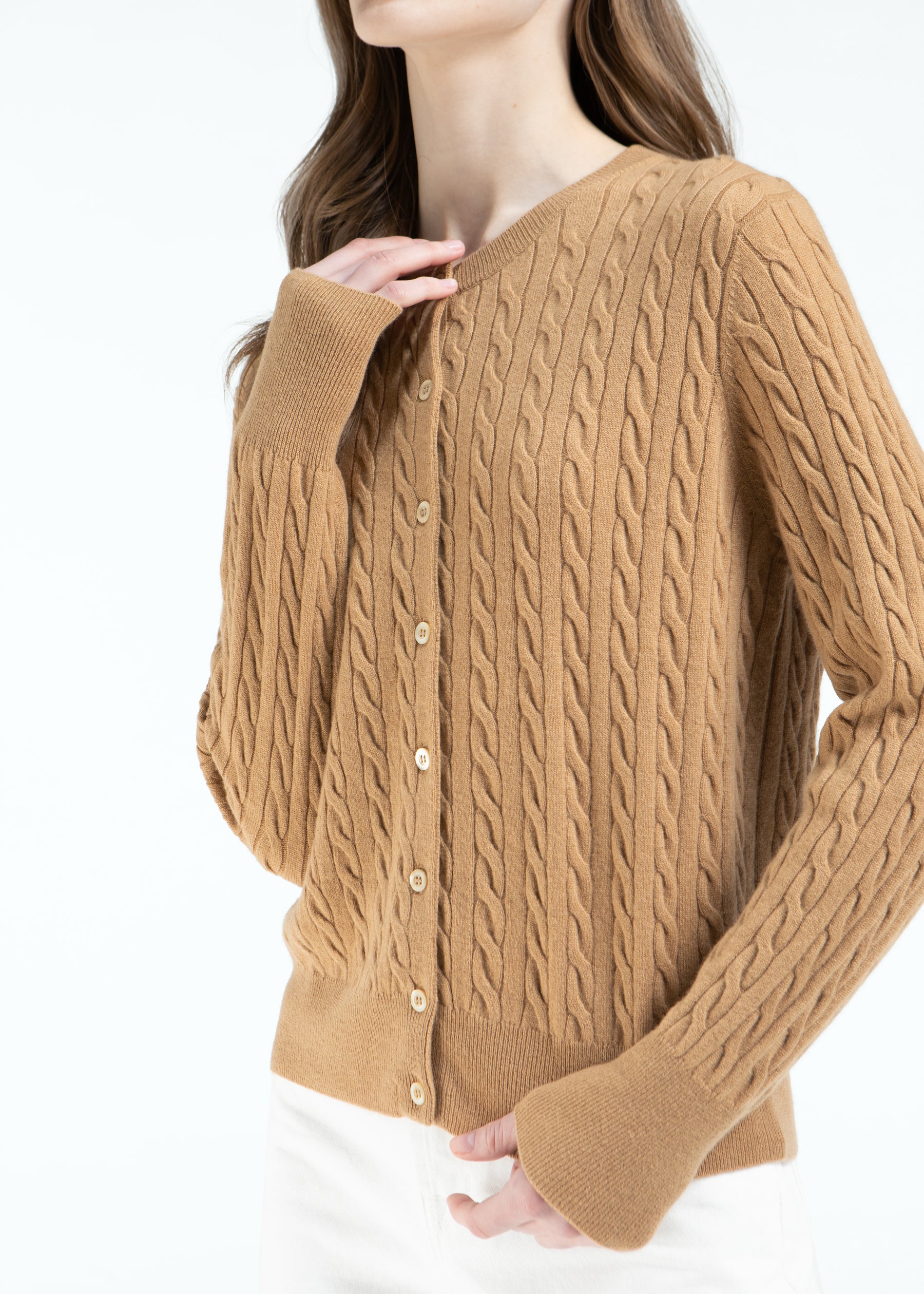 Rondine Classic Cable Knit Cashmere Cardigan