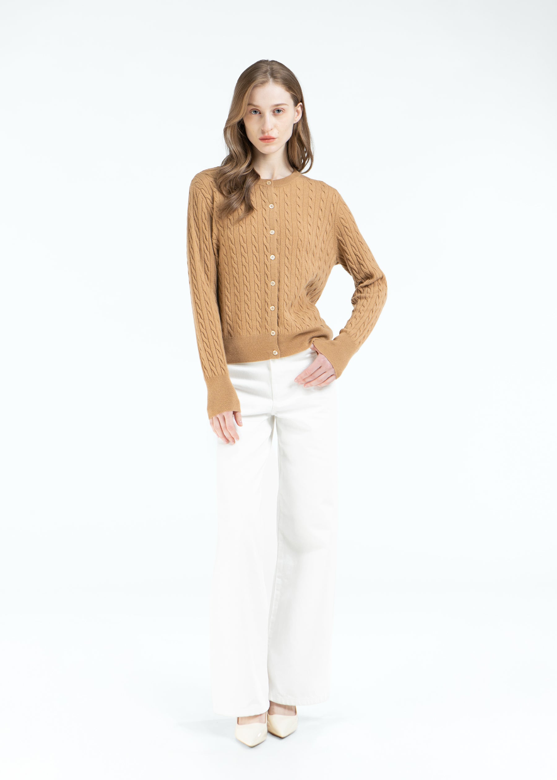 Rondine Classic Cable Knit Cashmere Cardigan