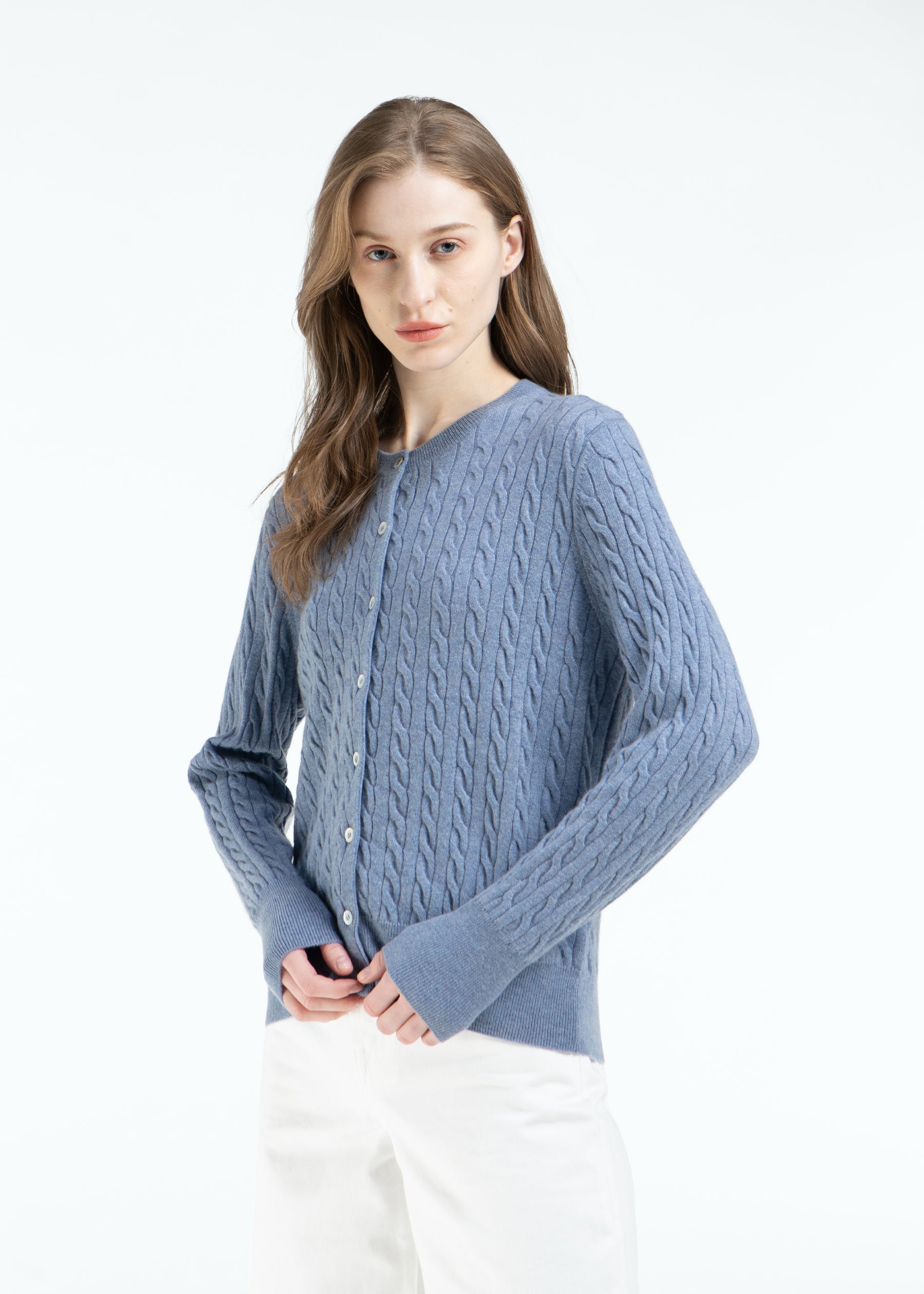 Rondine Classic Cable Knit Cashmere Cardigan