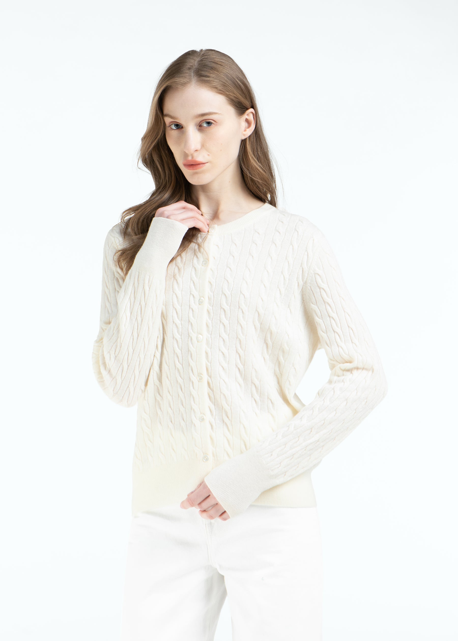 Rondine Classic Cable Knit Cashmere Cardigan