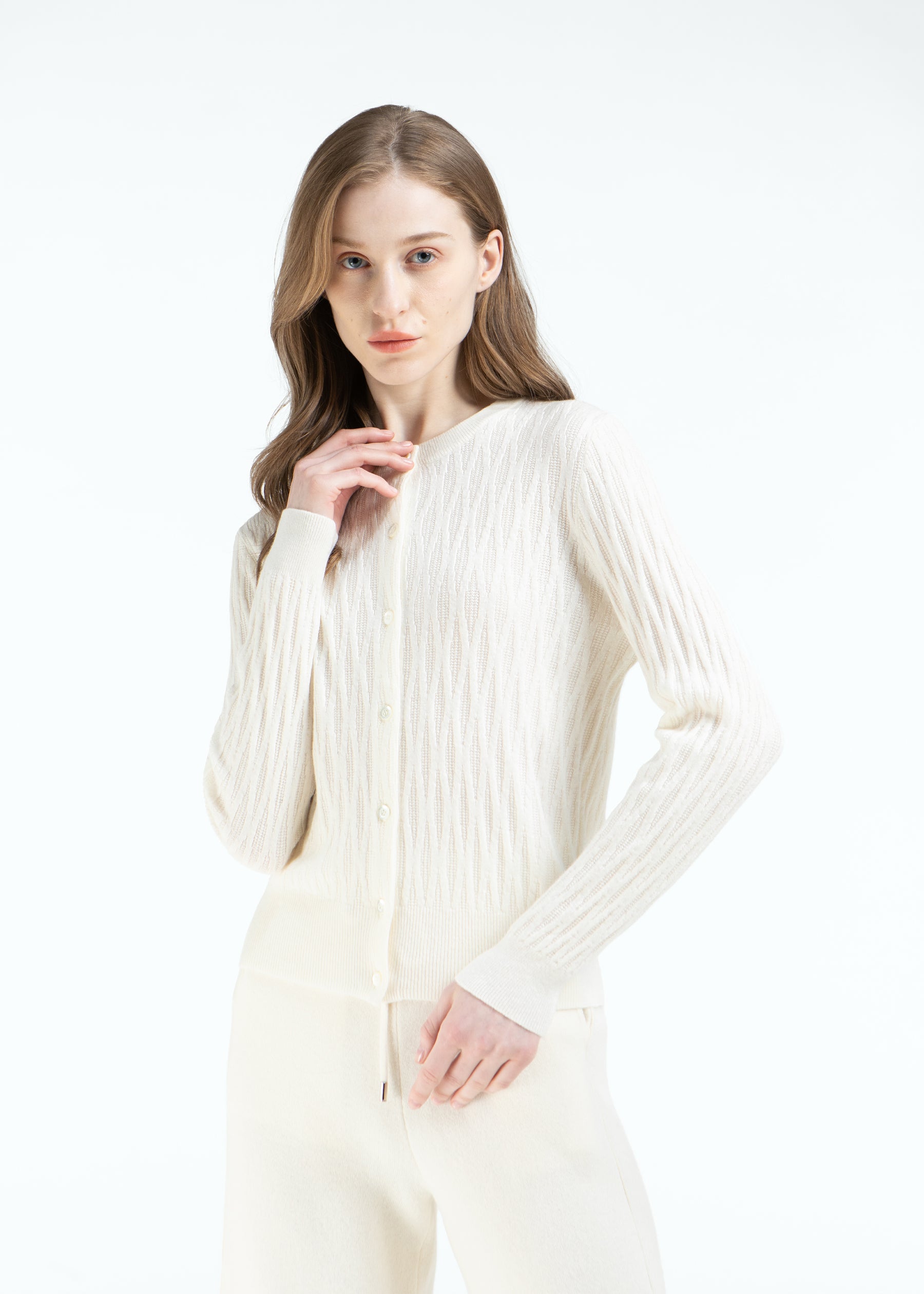 Gemma Diamond Knit Cashmere Cardigan