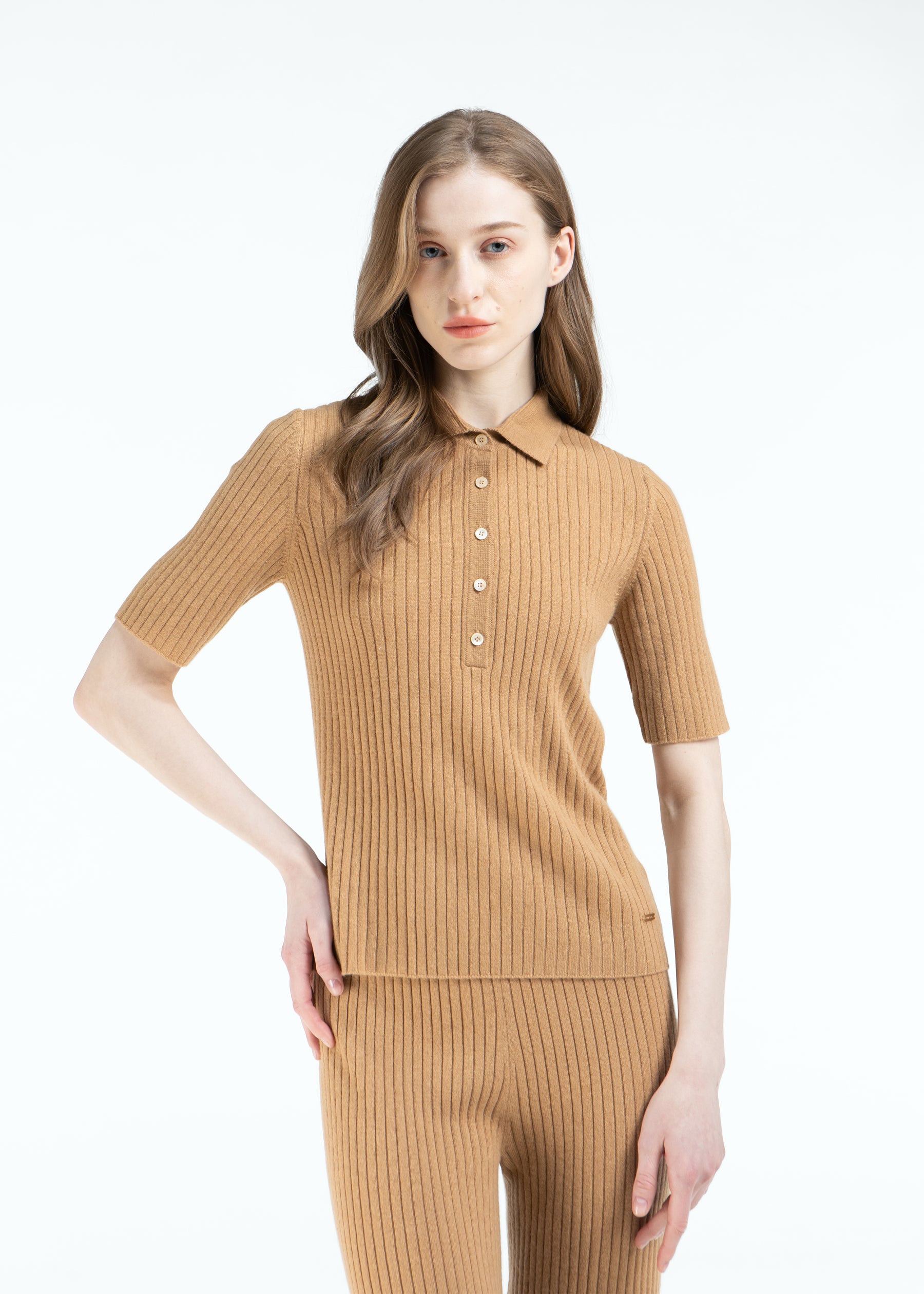 Cenere Knit Cashmere Polo Shirt