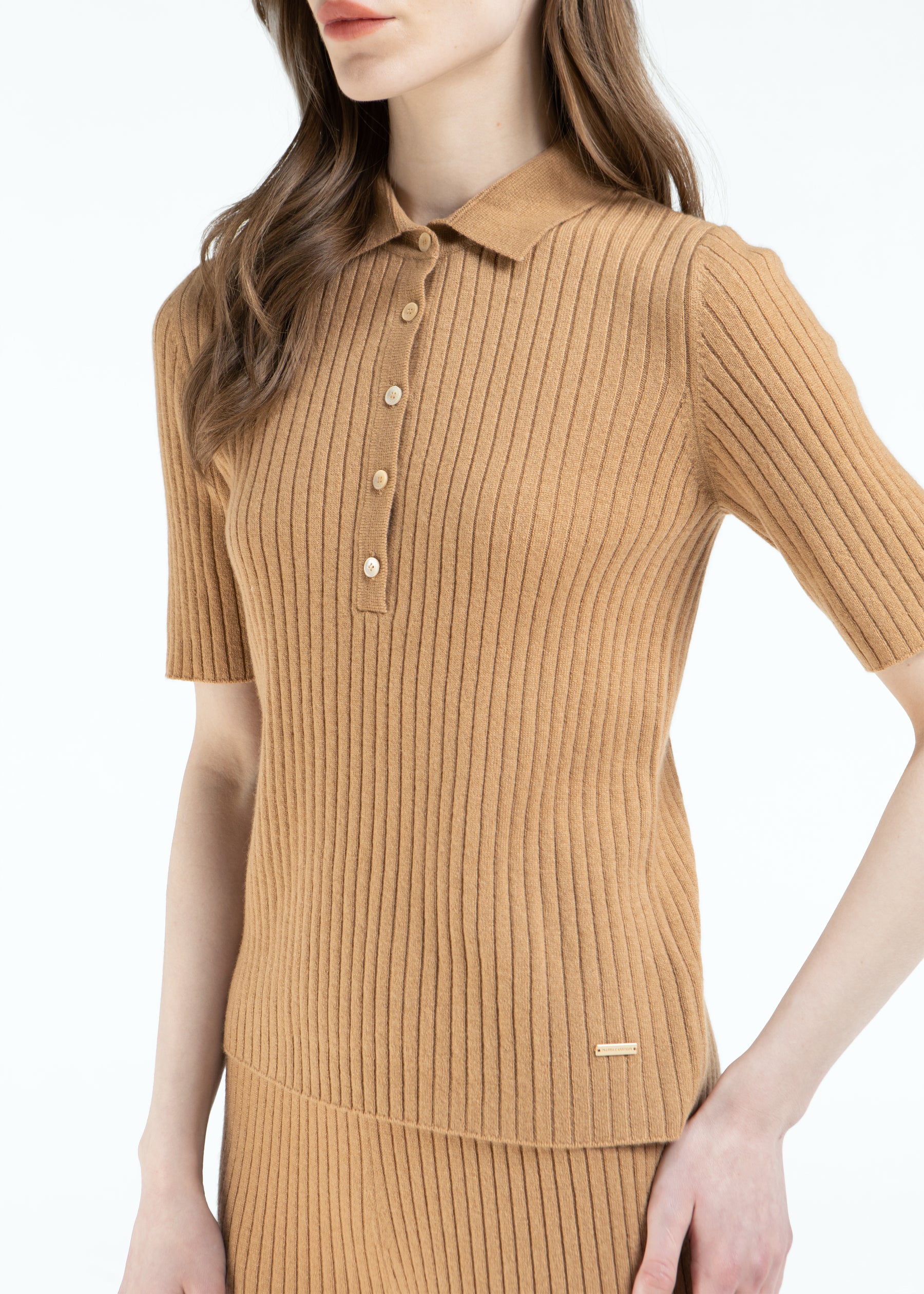 Cenere Knit Cashmere Polo Shirt