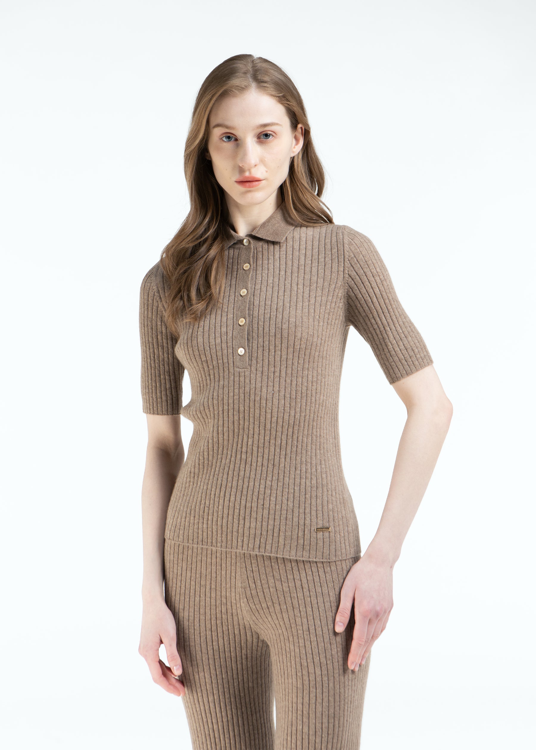 Cenere Knit Cashmere Polo Shirt