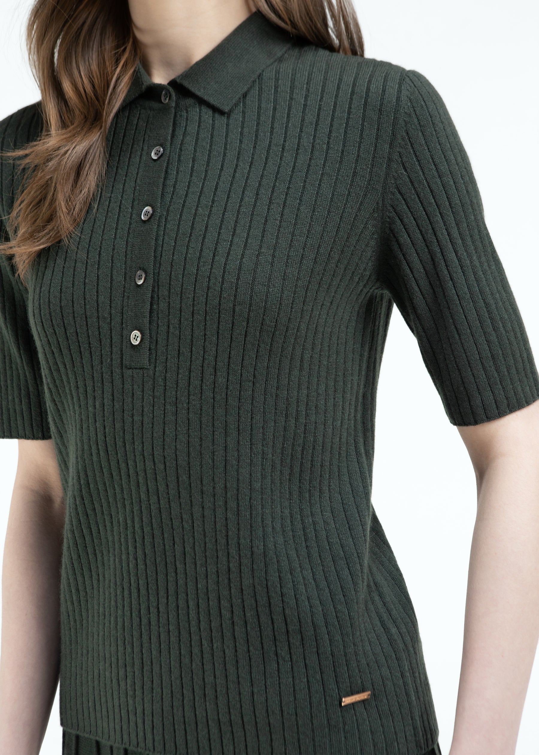 Cenere Knit Cashmere Polo Shirt