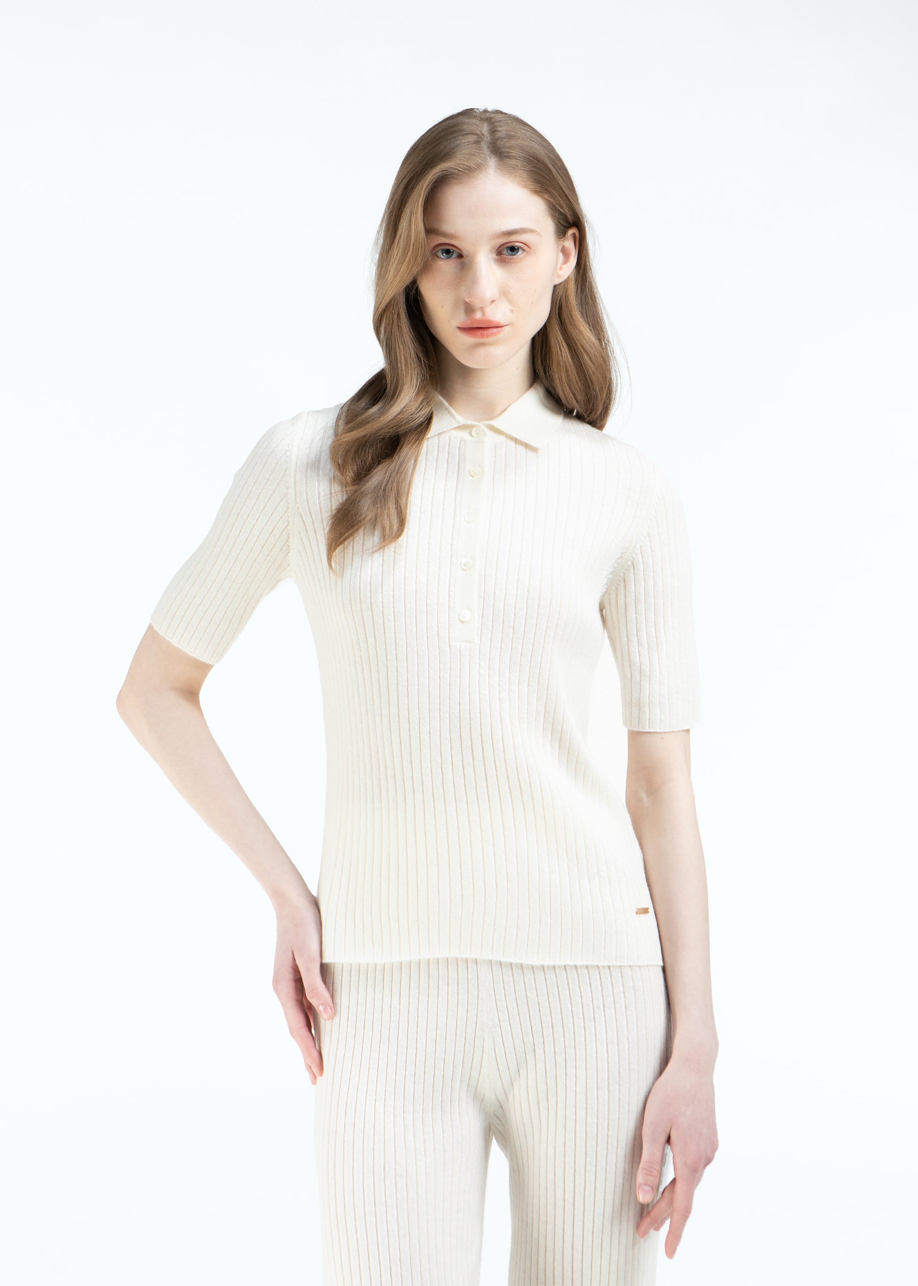 Cenere Knit Cashmere Polo Shirt