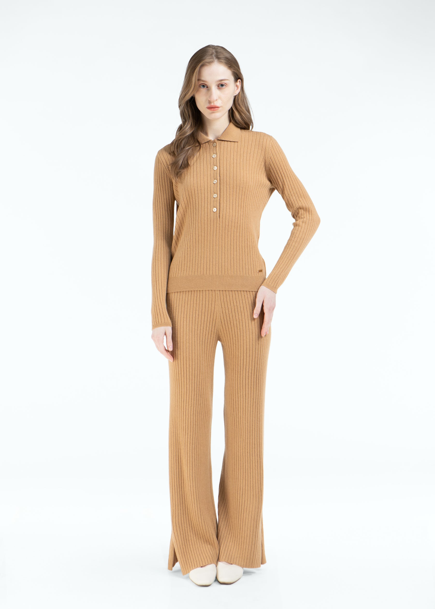 Celmara Ribbed Cashmere Trousers with Side Slits