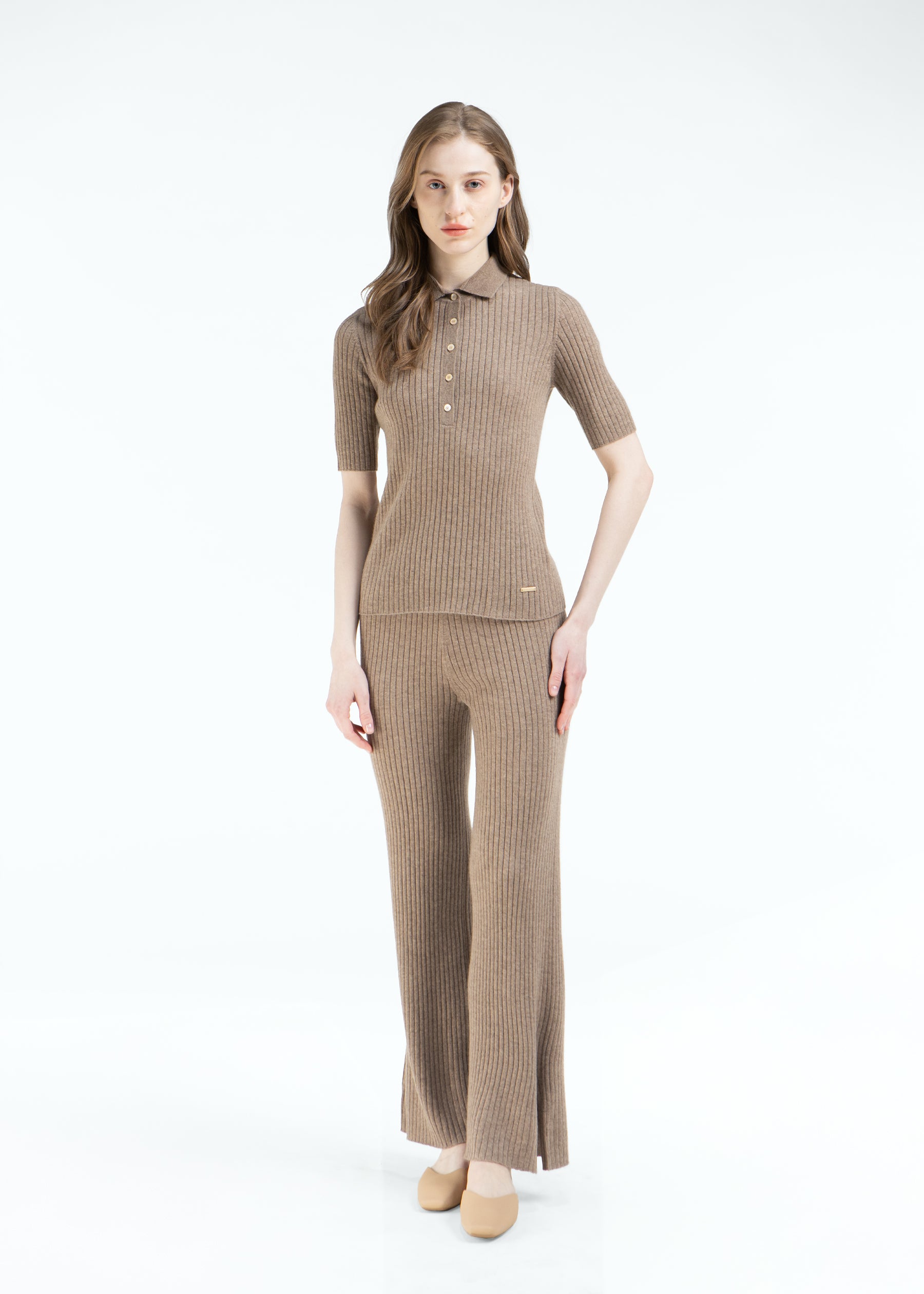 Celmara Ribbed Cashmere Trousers with Side Slits