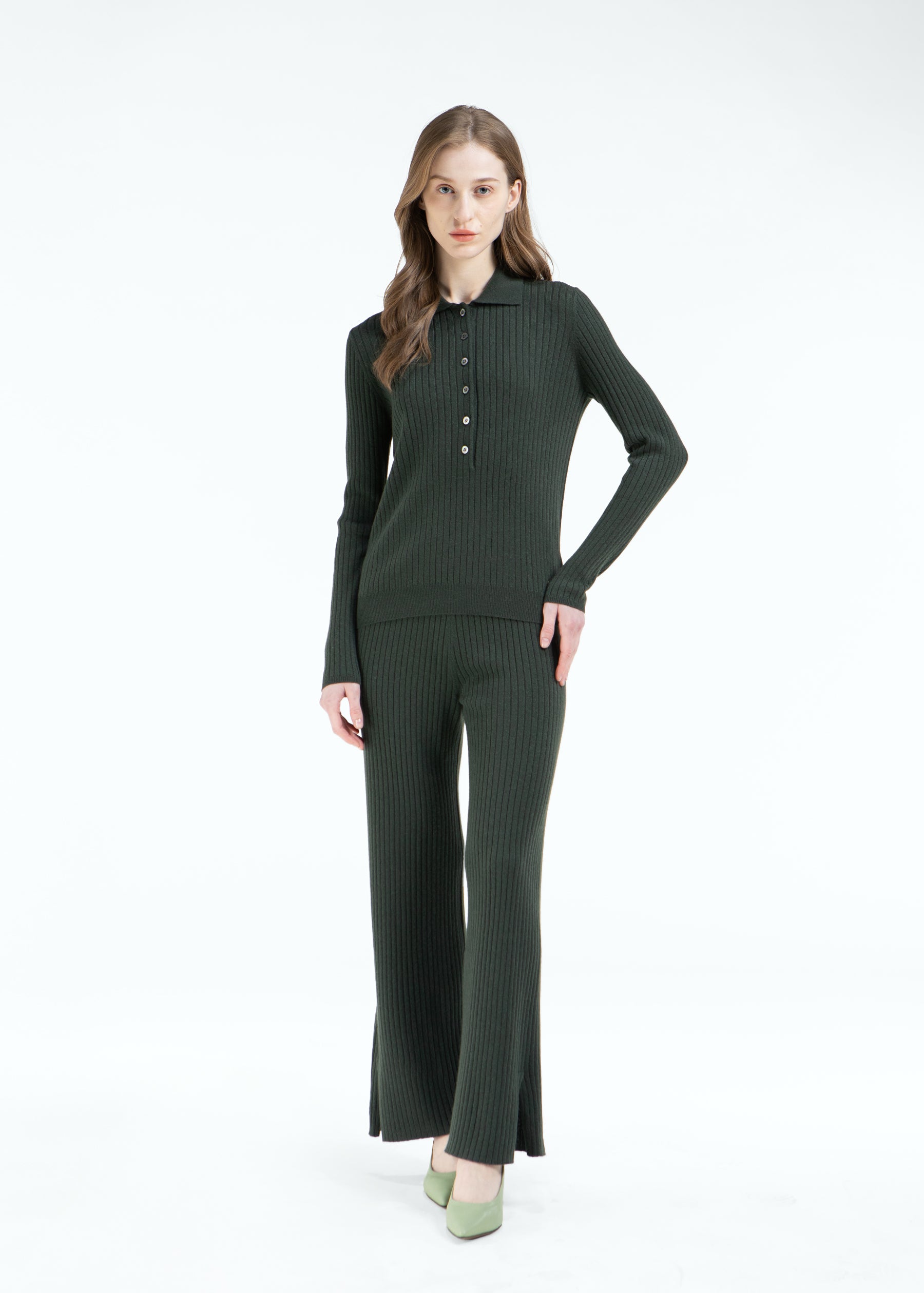 Celmara Ribbed Cashmere Trousers with Side Slits