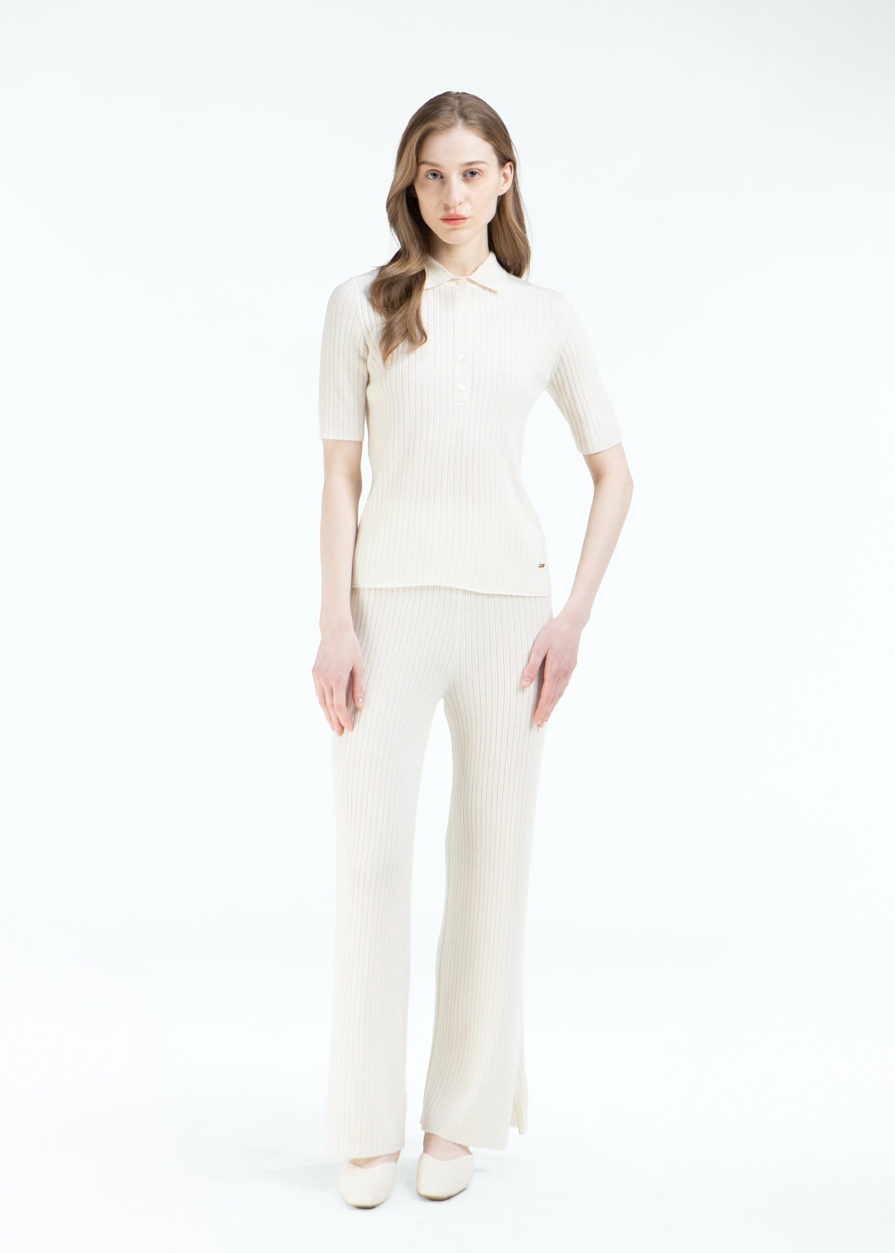 Celmara Ribbed Cashmere Trousers with Side Slits