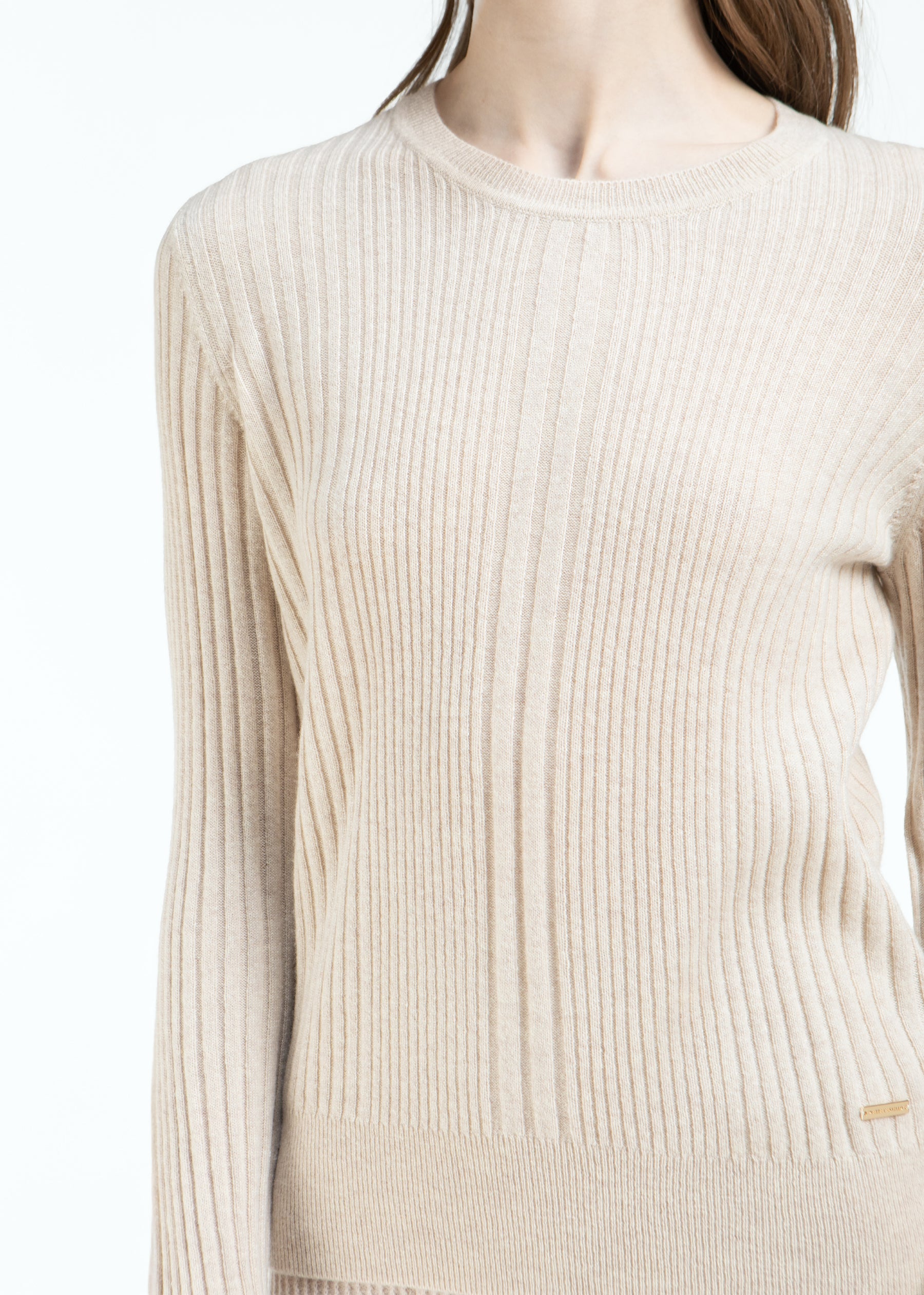 Stellara Ribbed Round Neck Cashmere Jumper