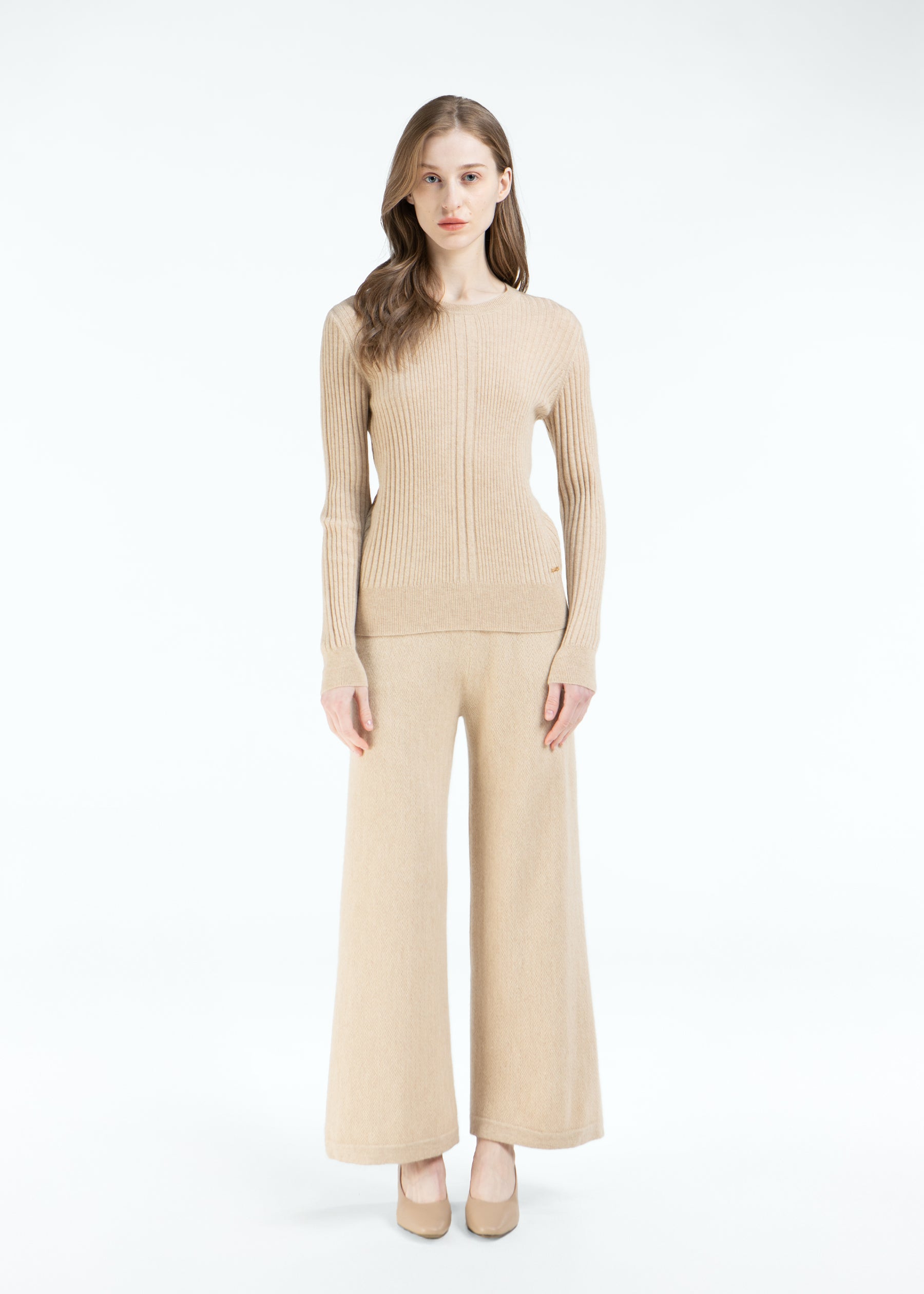 Stellara Ribbed Round Neck Cashmere Jumper