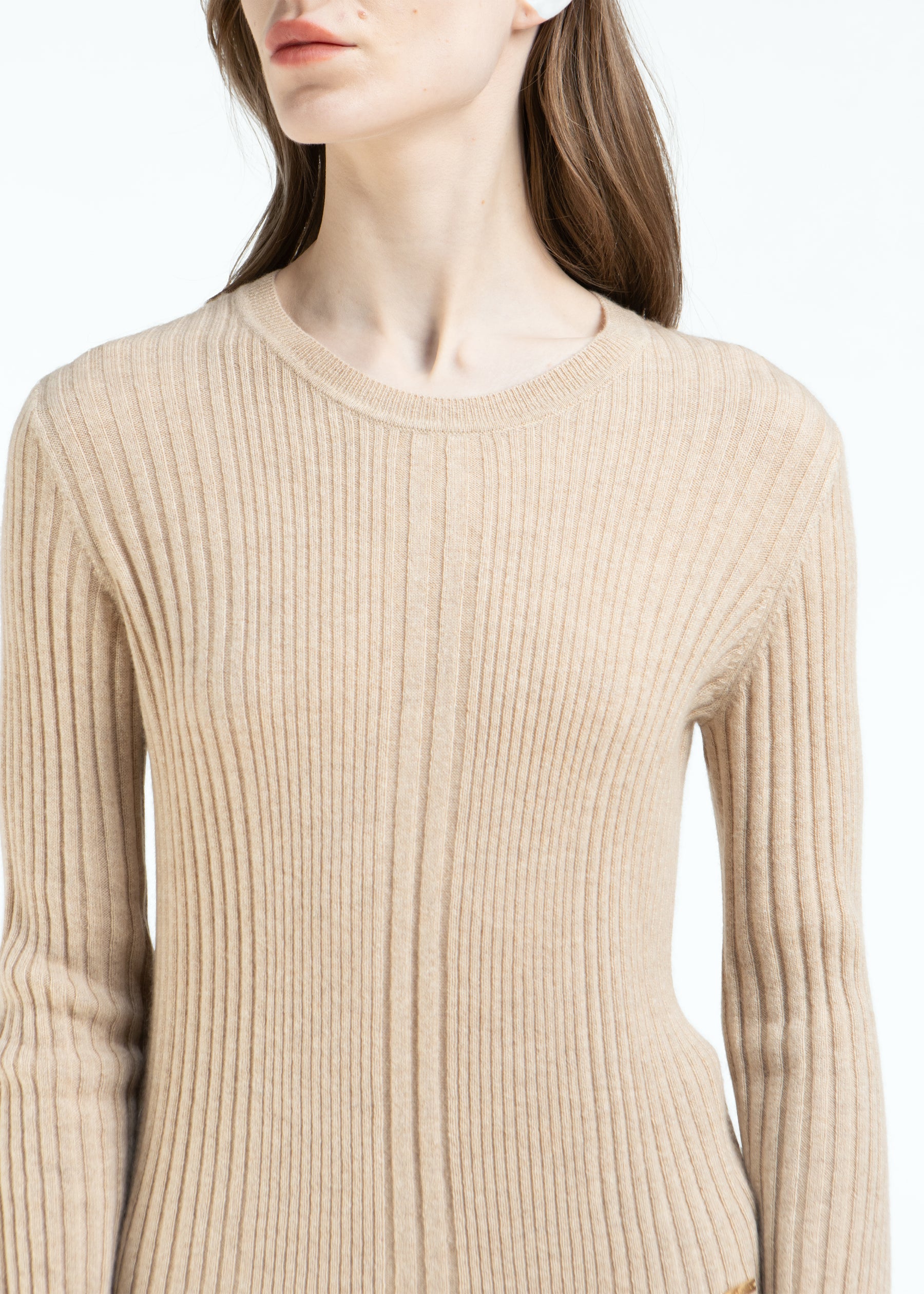 Stellara Ribbed Round Neck Cashmere Jumper