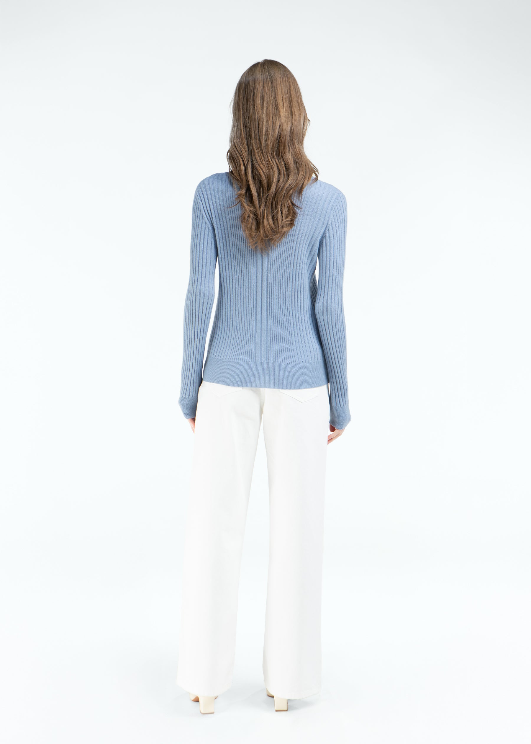 Stellara Ribbed Round Neck Cashmere Jumper