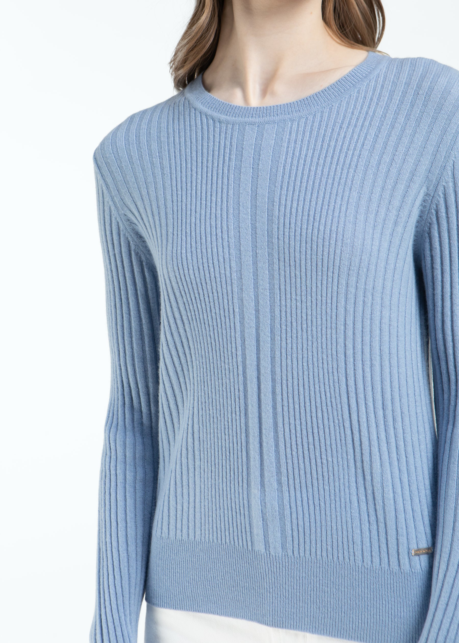 Stellara Ribbed Round Neck Cashmere Jumper