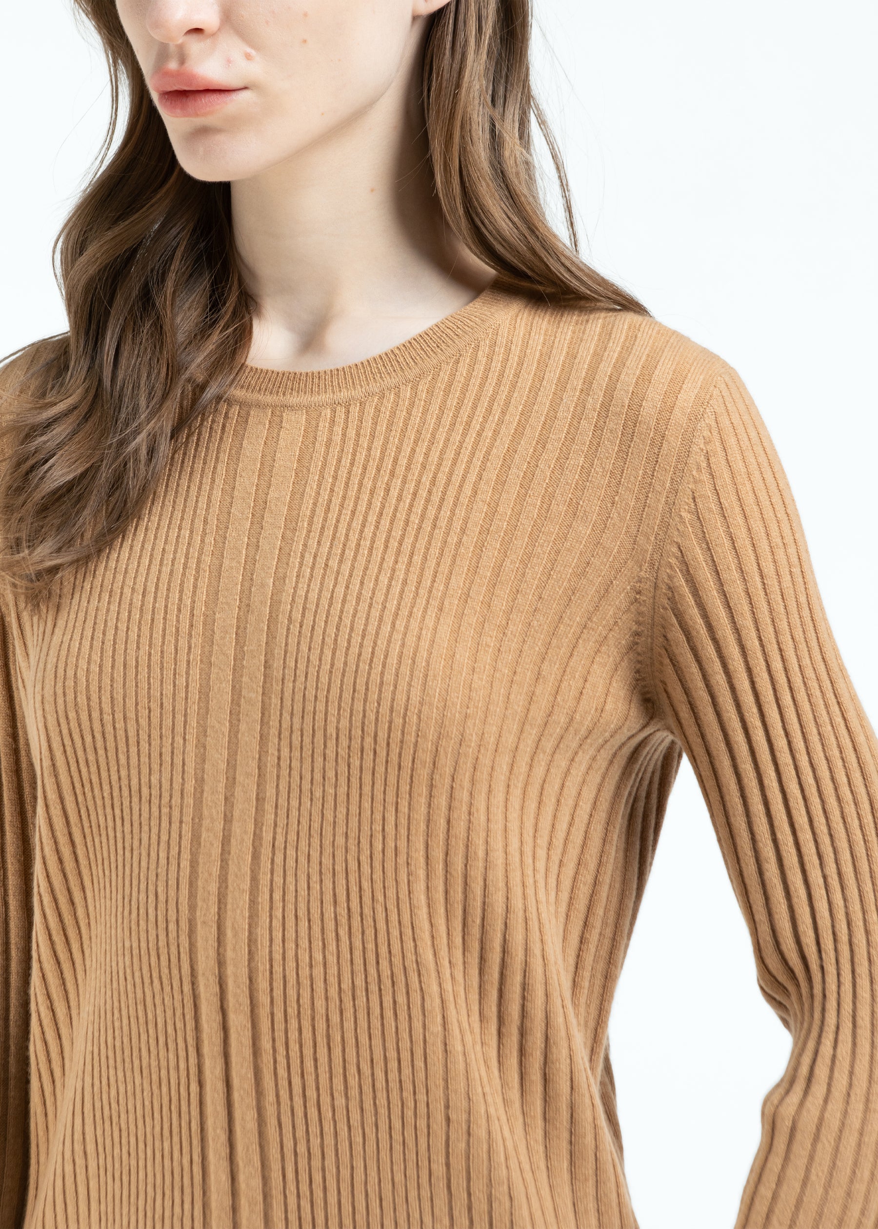 Stellara Ribbed Round Neck Cashmere Jumper