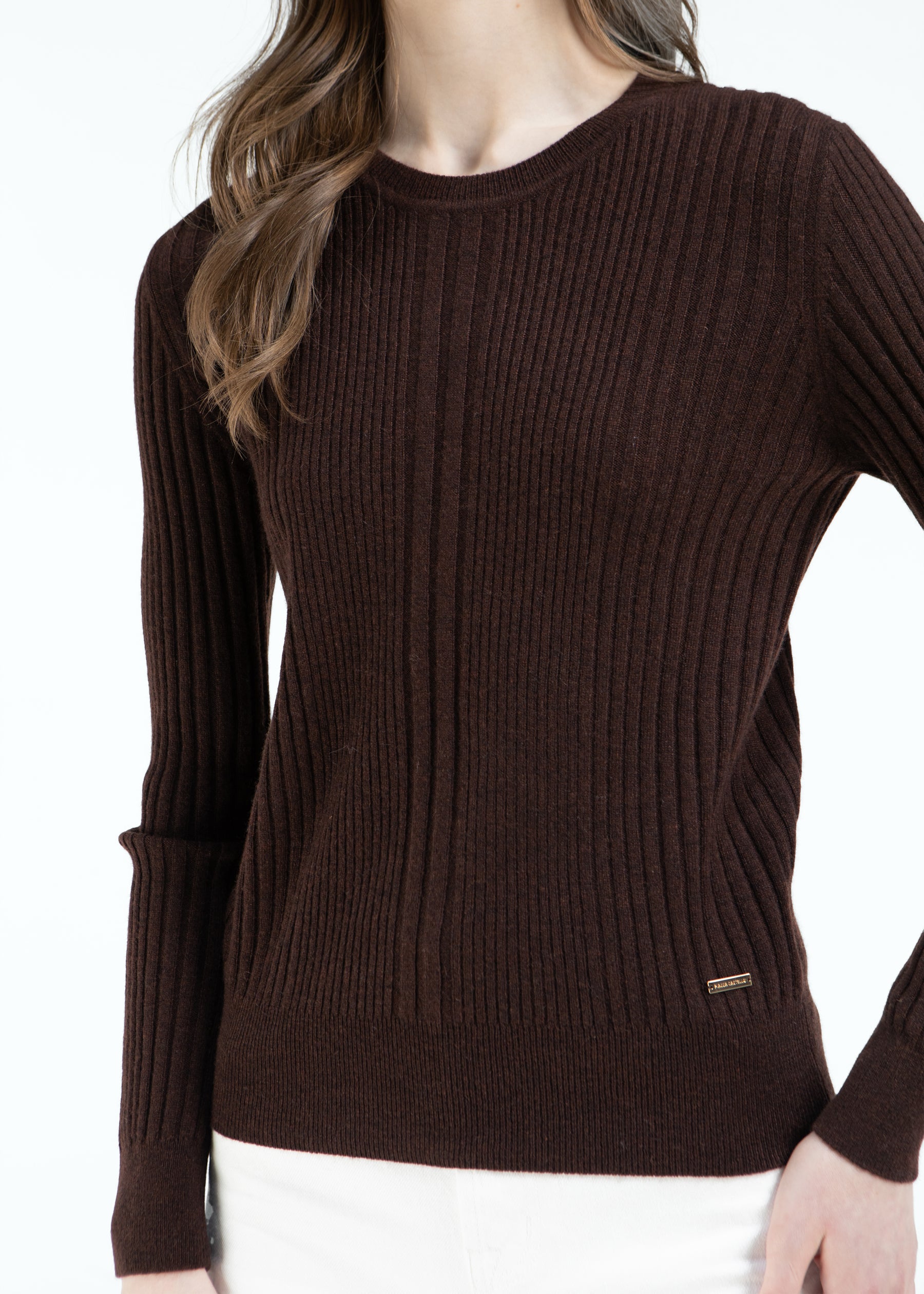 Stellara Ribbed Round Neck Cashmere Jumper