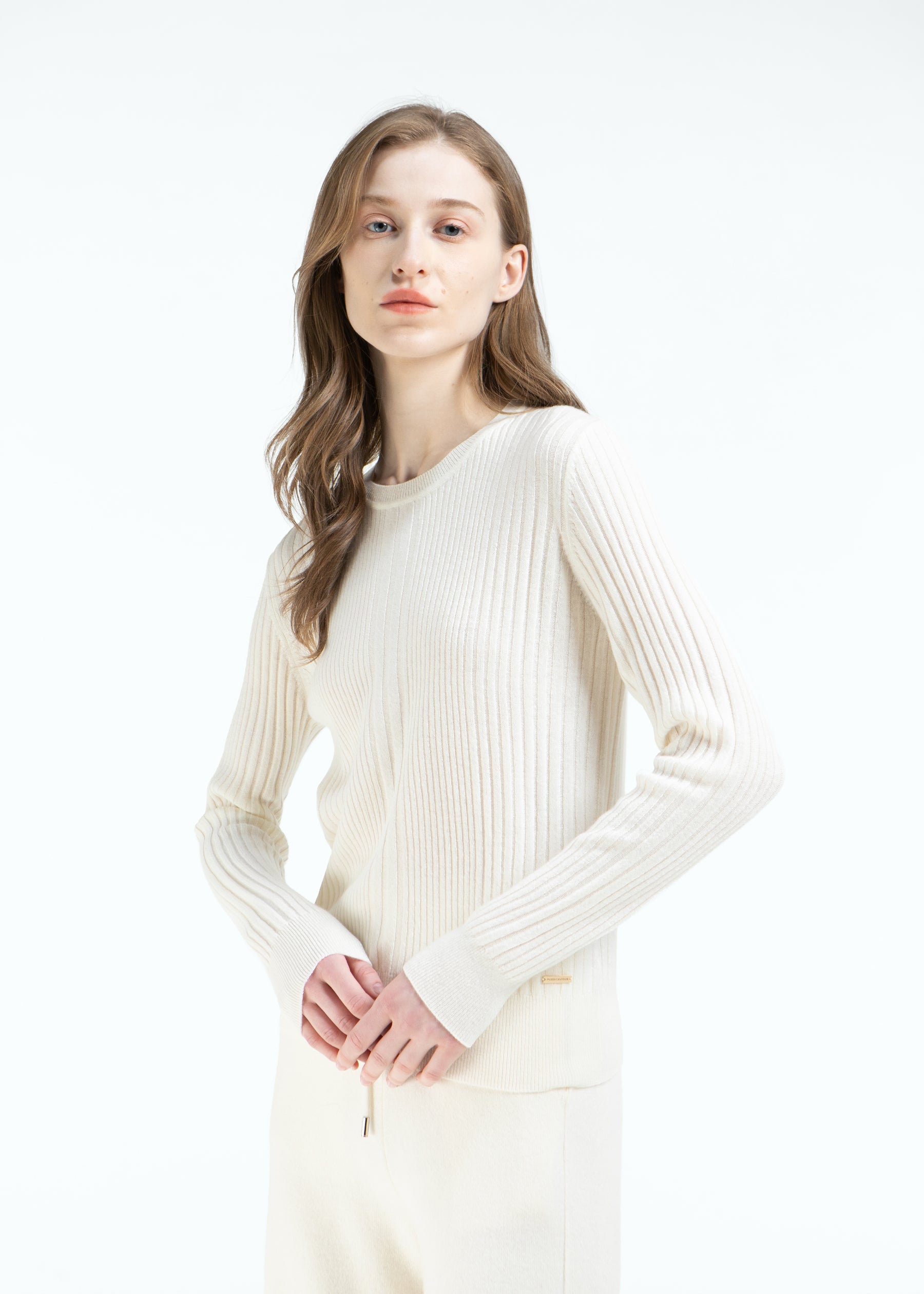 Stellara Ribbed Round Neck Cashmere Jumper