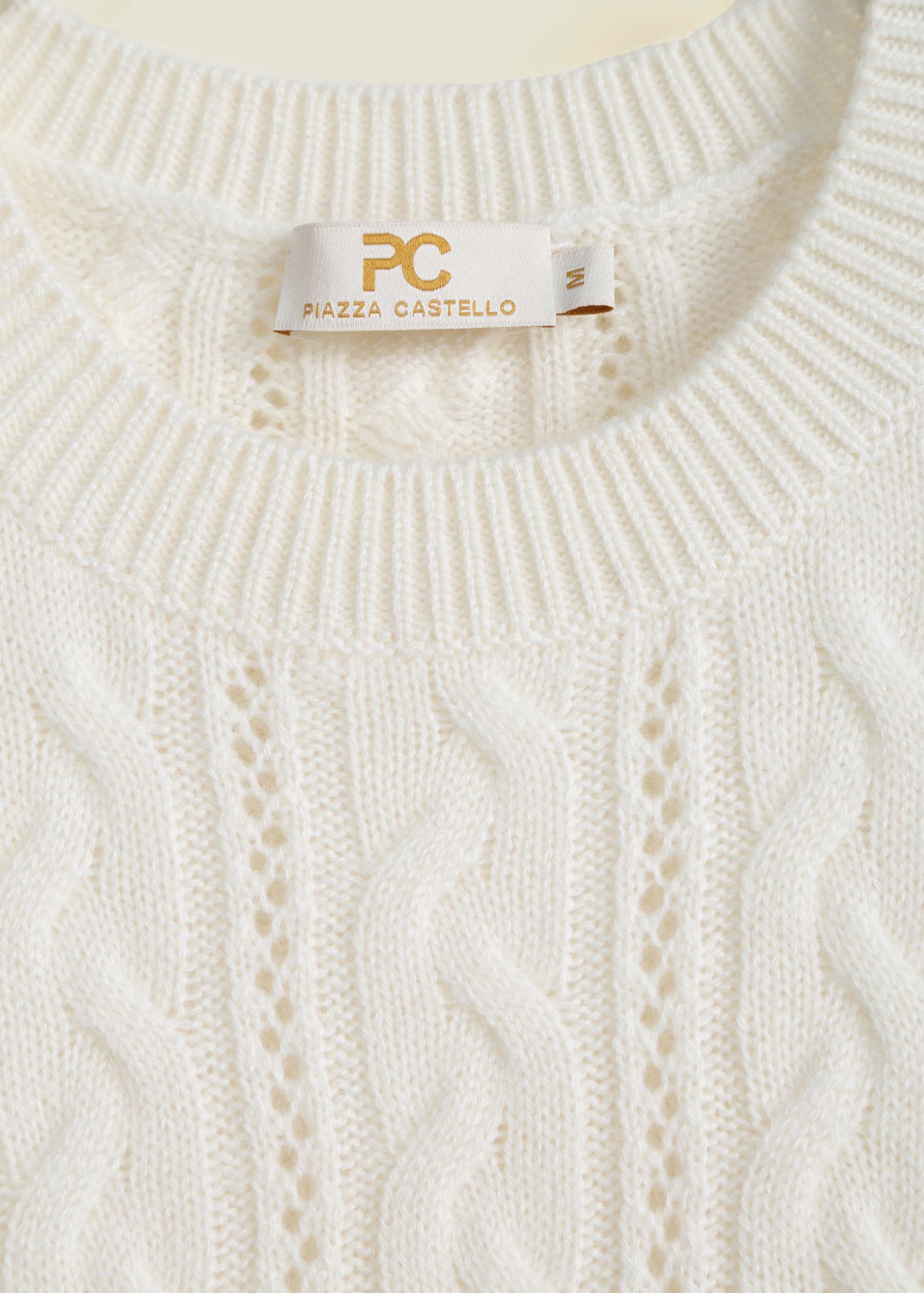 Elisa Cable Knit Cashmere Jumper with Short Sleeves